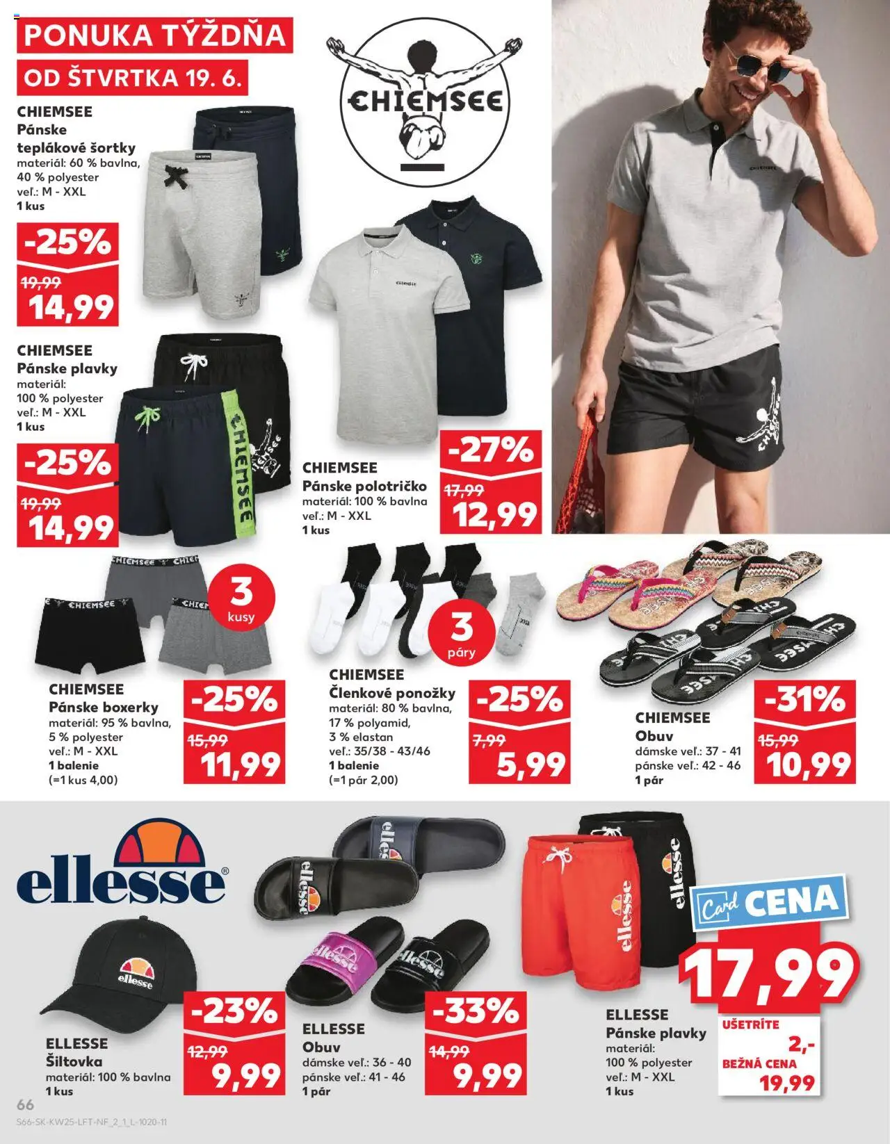 Nové Kaufland akcie – leták je platný od 19.06.2025 | Strana: 66 | Produkty: Ponožky, Plavky, Boxerky, Pánske plavky