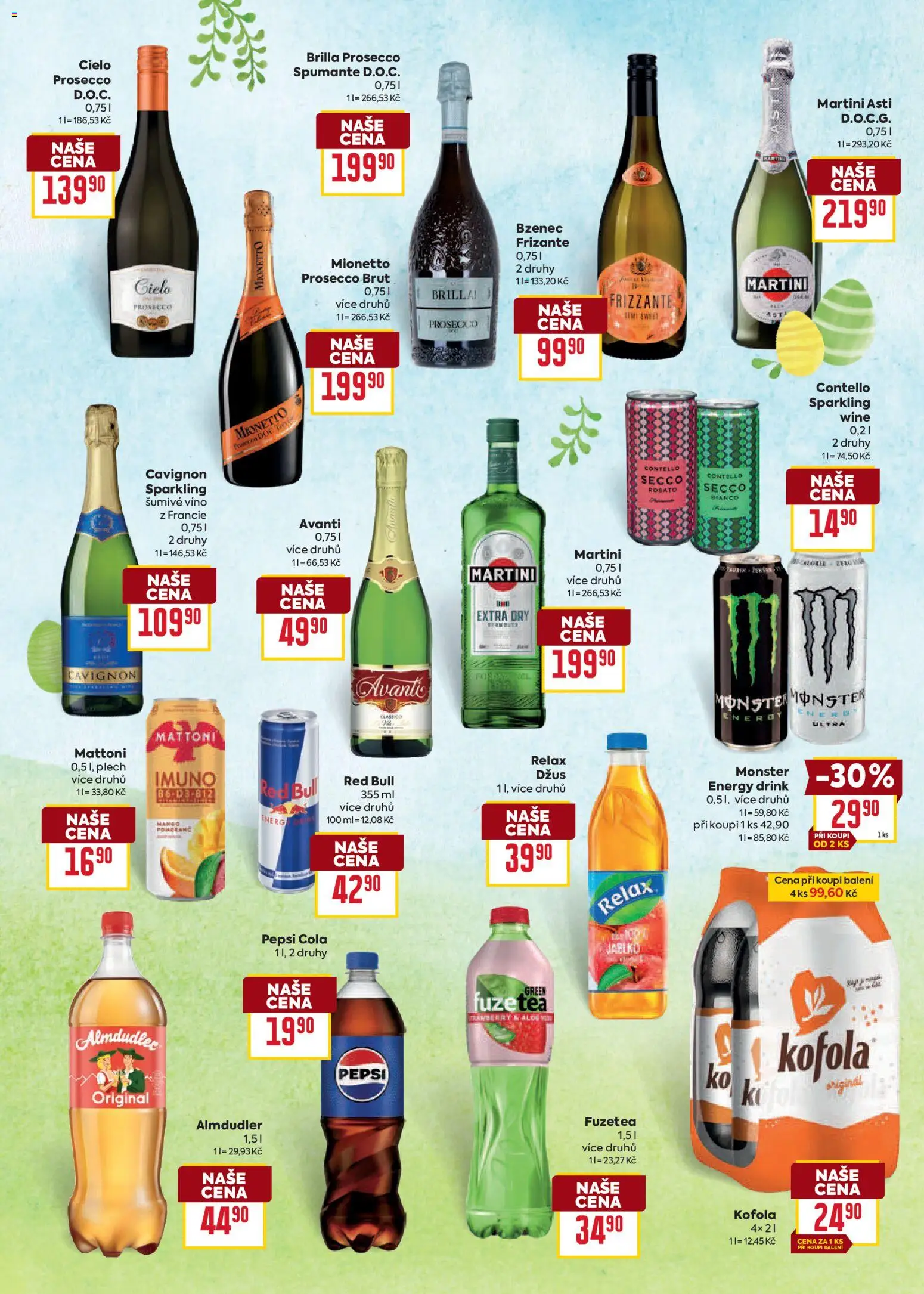 Billa leták - Velikonoce od 04.03.2026 | Strana: 25 | Produkty: Monster, Avanti, Prosecco DOC, Cola