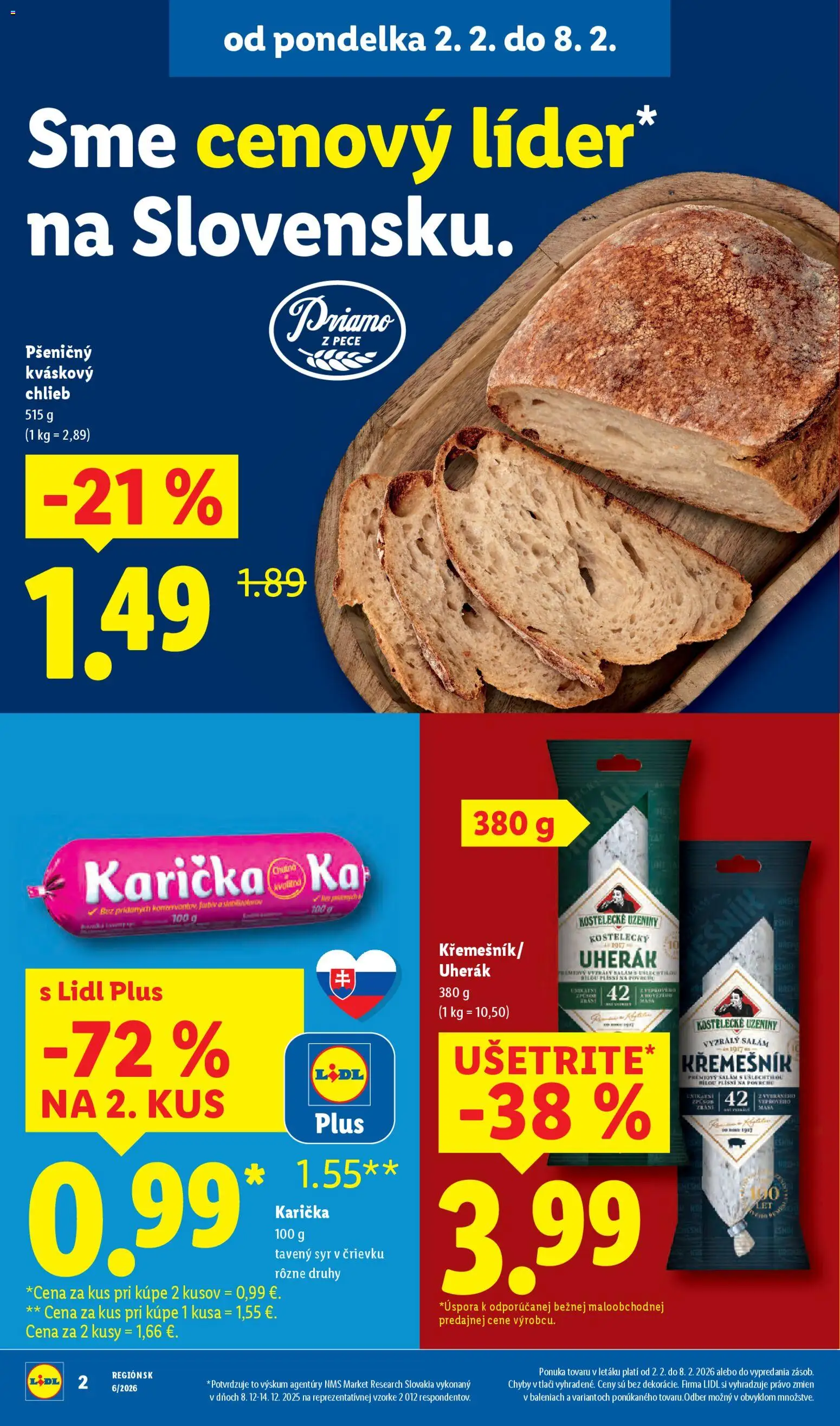Nové Lidl akcie – leták je platný od 02.02.2026 | Strana: 6 | Produkty: Syr, Chlieb