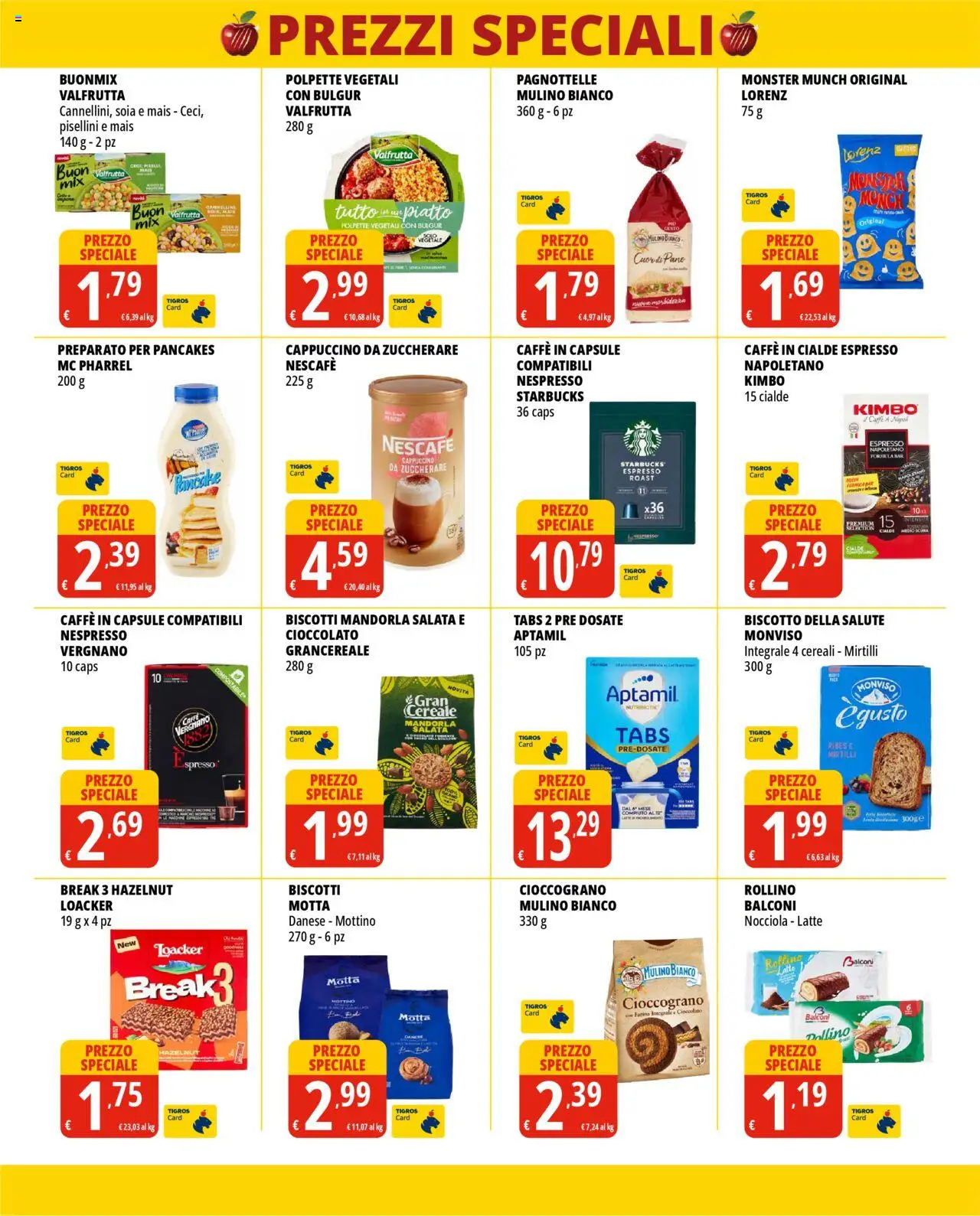 Volantino Tigros del 18.06.2025 | Pagina: 4 | Prodotti: Caffè, Cioccolato, Caffè in cialde, Bulgur
