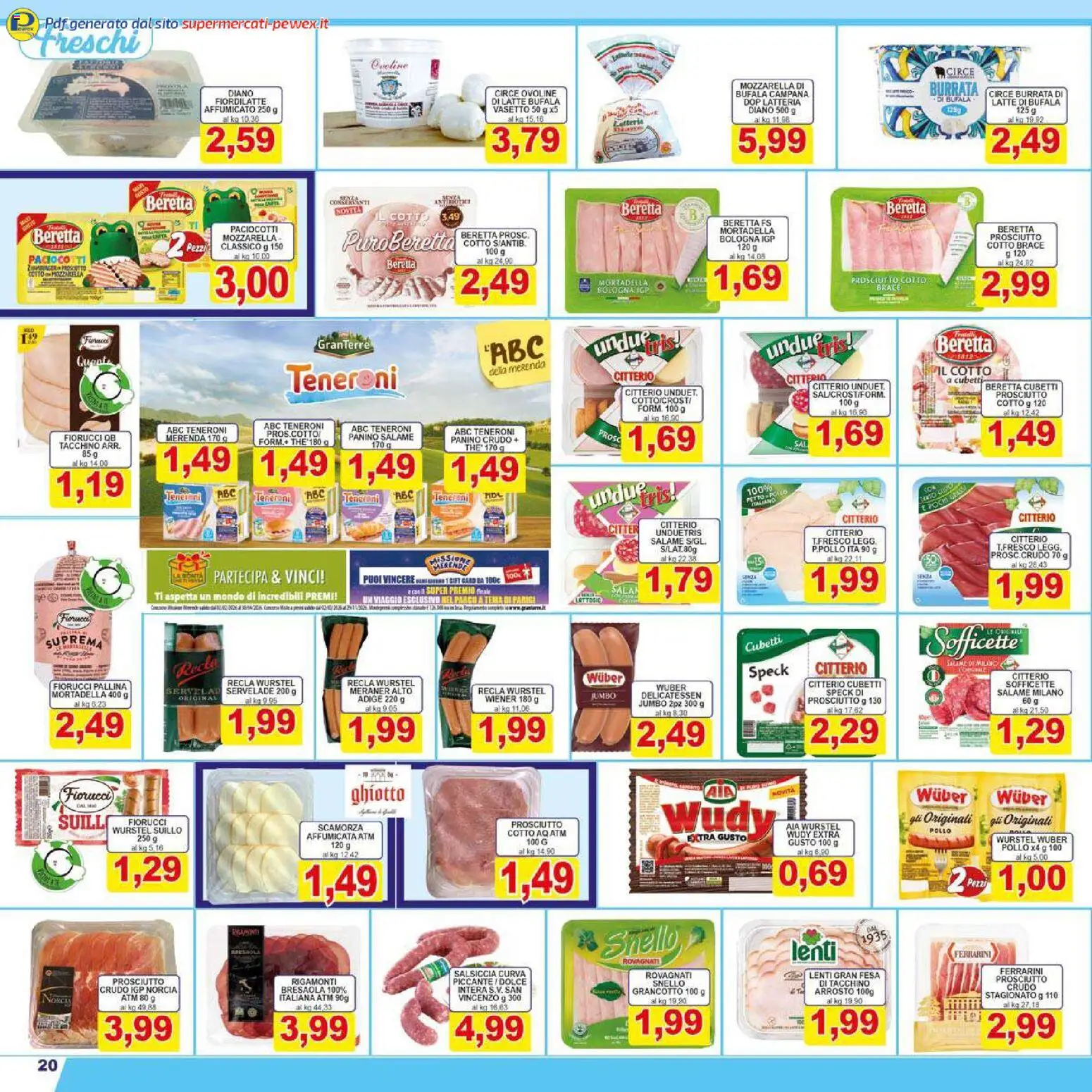 Volantino Pewex del 26.01.2026 | Pagina: 20 | Prodotti: Speck, Pollo, Mozzarella, Mortadella