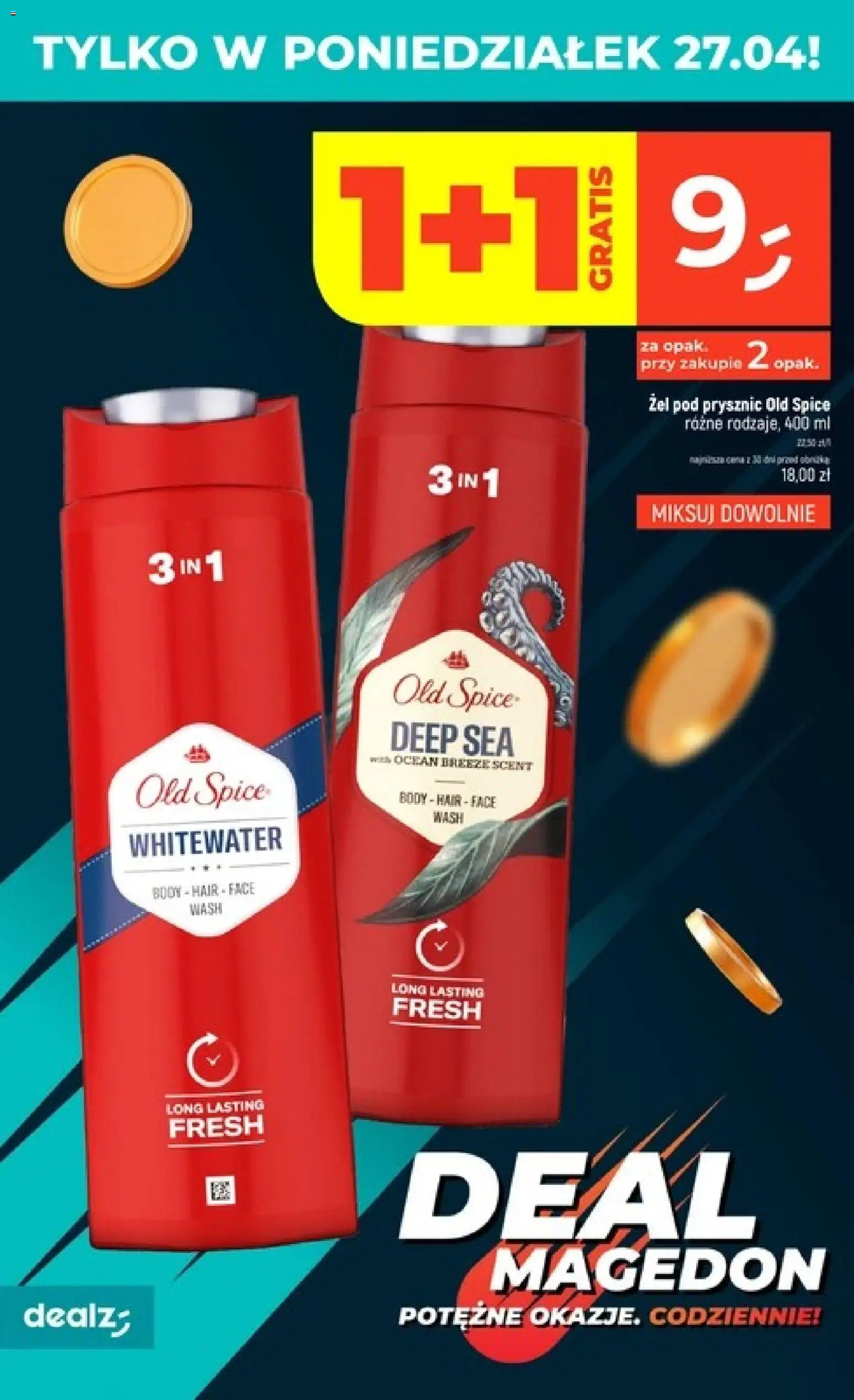 Dealz gazetka - Potężne okazje od 23.04.2026 | Strona: 6 | Produkty: Prysznic, Body, Żel pod prysznic, Old spice