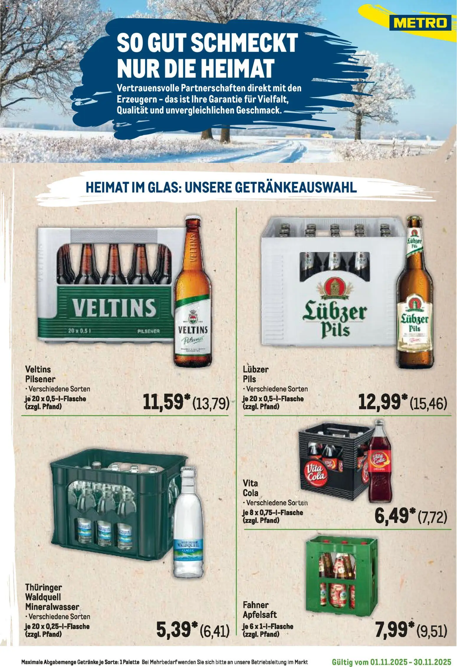 Metro Regionaler Flyer – gültig ab 01.11.2025 | Seite: 101 | Produkte: Cola, Pils, Apfelsaft, Lubzer