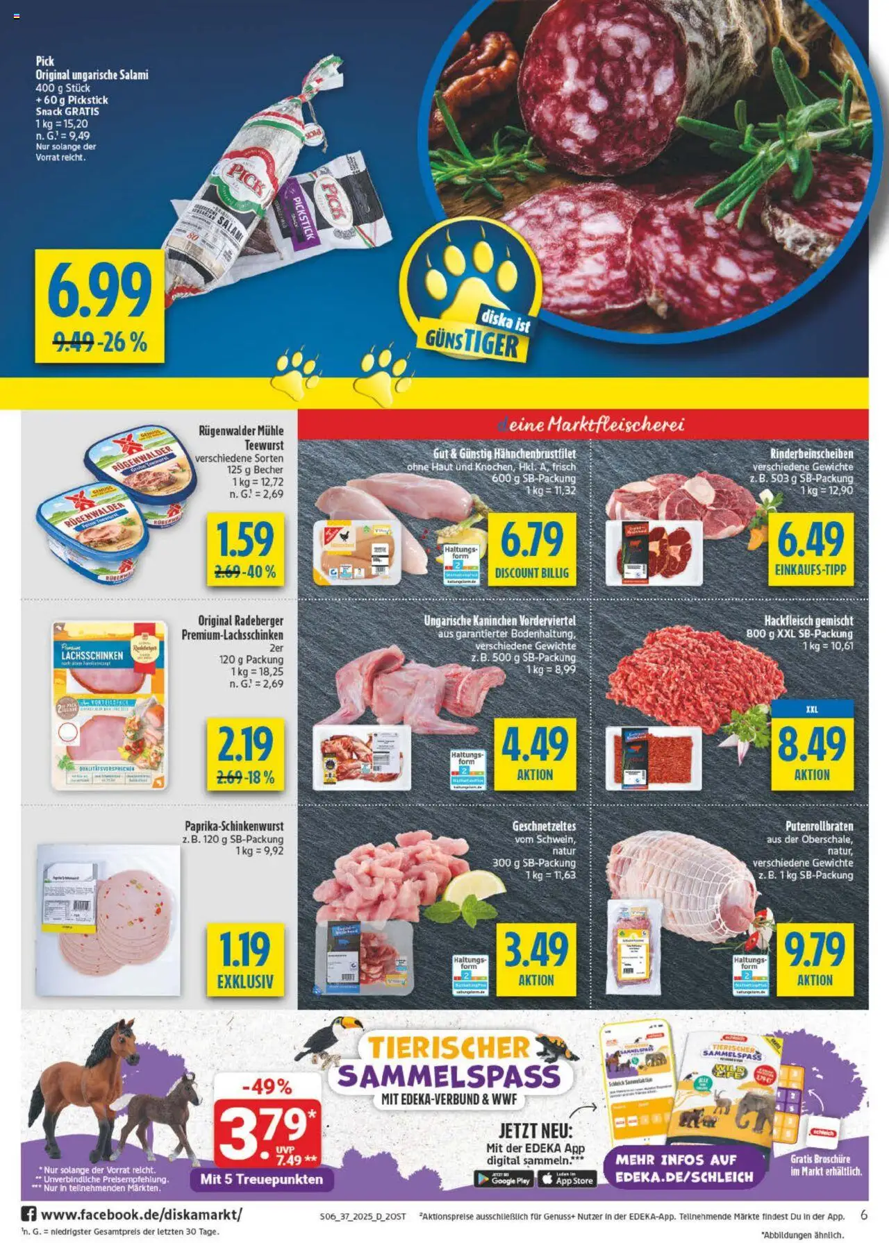 Diska Prospekt 	 – gültig ab 08.09.2025 | Seite: 6 | Produkte: Mühle, Kaninchen, Salami, Hackfleisch