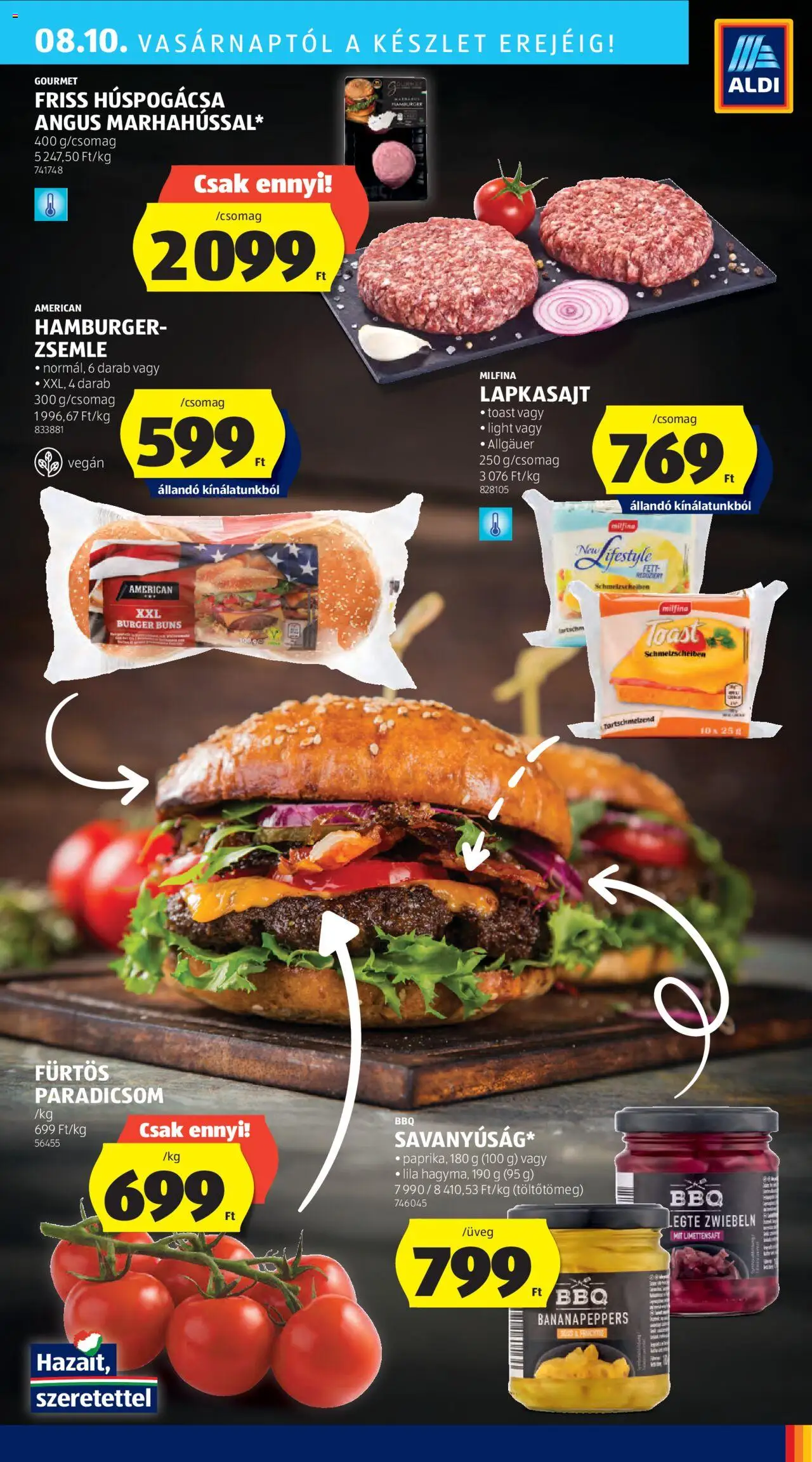 Aldi akciós ujság - amely érvényes a következő dátumtól: 07.08.2025 | Oldal: 33 | Termékek: Lapkasajt, Hamburger, Zsemle, Vegán