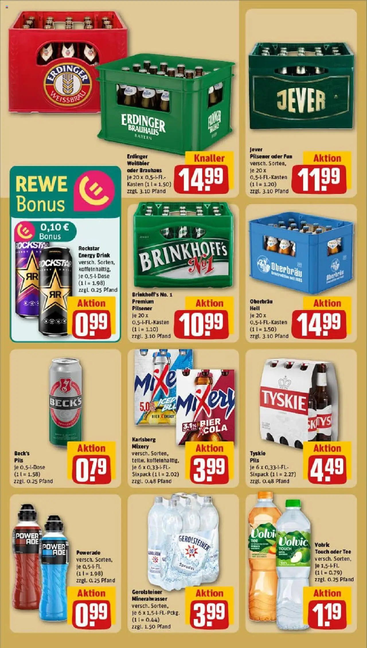 Rewe prospekt Holzwickede	 - gültig ab dem 17.08.2025 | Seite: 18 | Produkte: Tyskie, Erdinger, Volvic touch, Mineralwasser