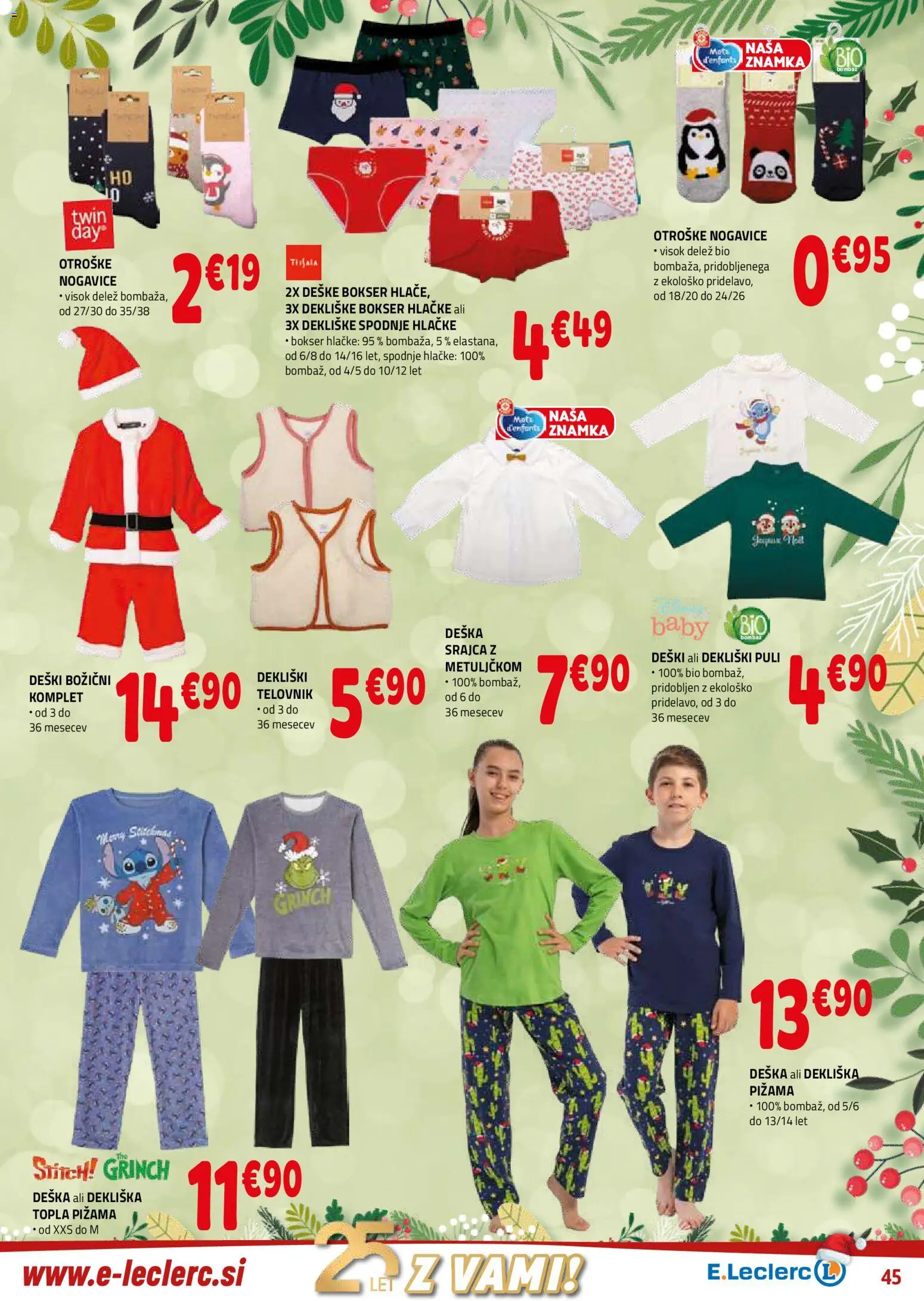 Novi E.leclerc katalog ponudbe – veljaven od 10.12.2025 | Stran: 45 | Izdelki: Srajca, Pižama, Nogavice