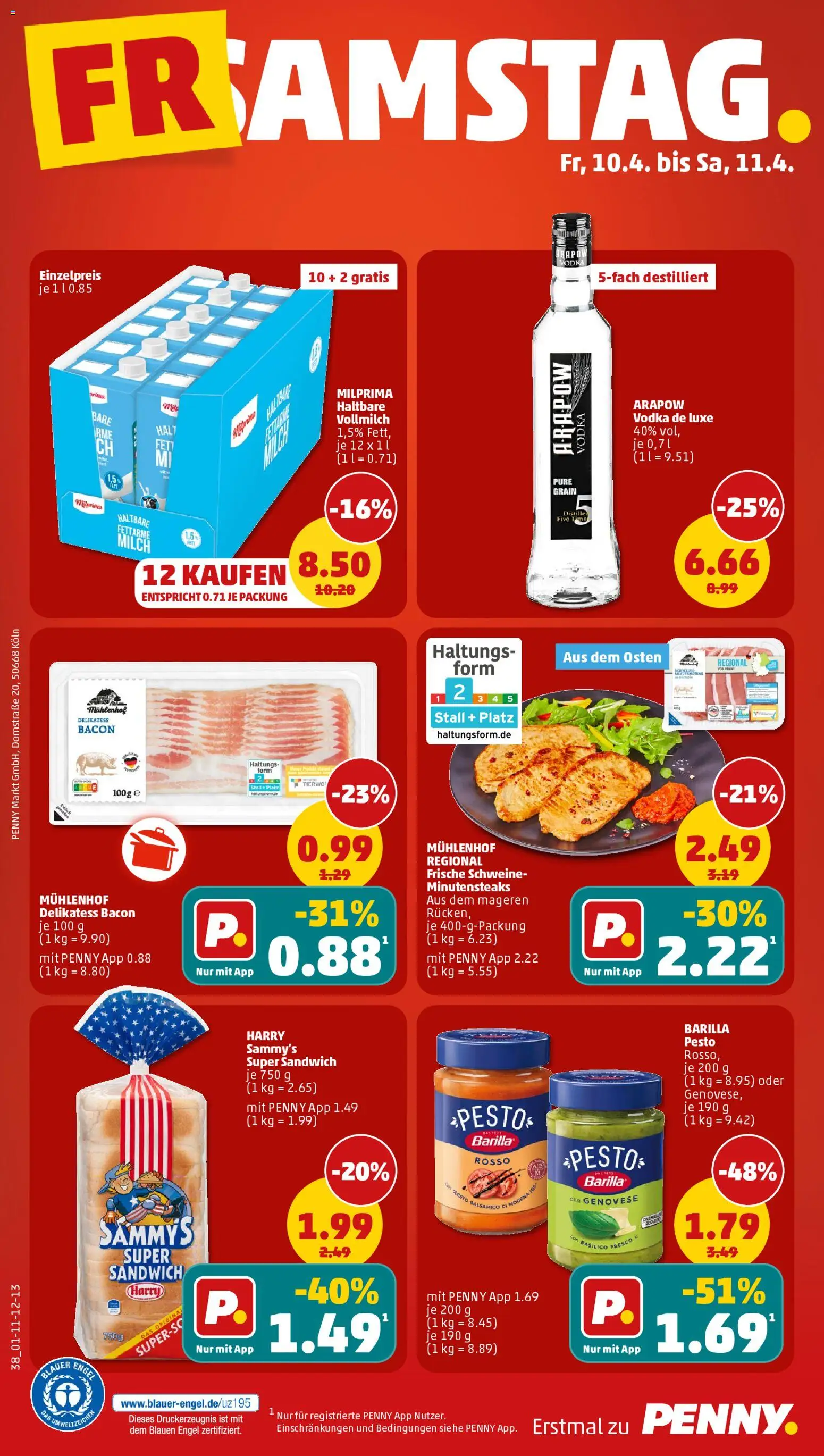 Penny Prospekt 	 – gültig ab 07.04.2026 | Seite: 38 | Produkte: Milch, Barilla, Balsamico, Vodka