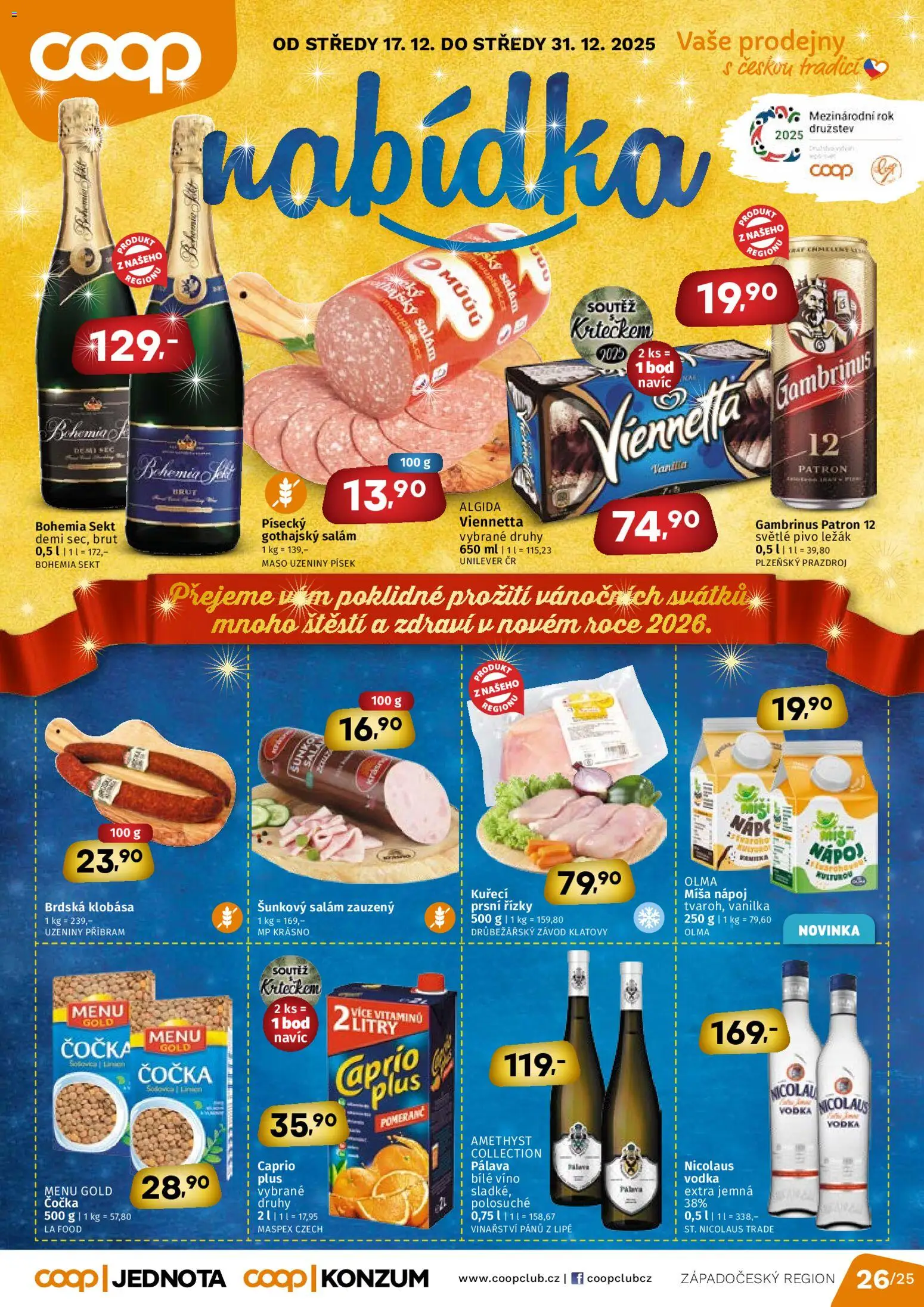 Coop leták od 17.12.2025 | Strana: 1 | Produkty: Pivo, Klobása, Uzeniny, Gothajský salám