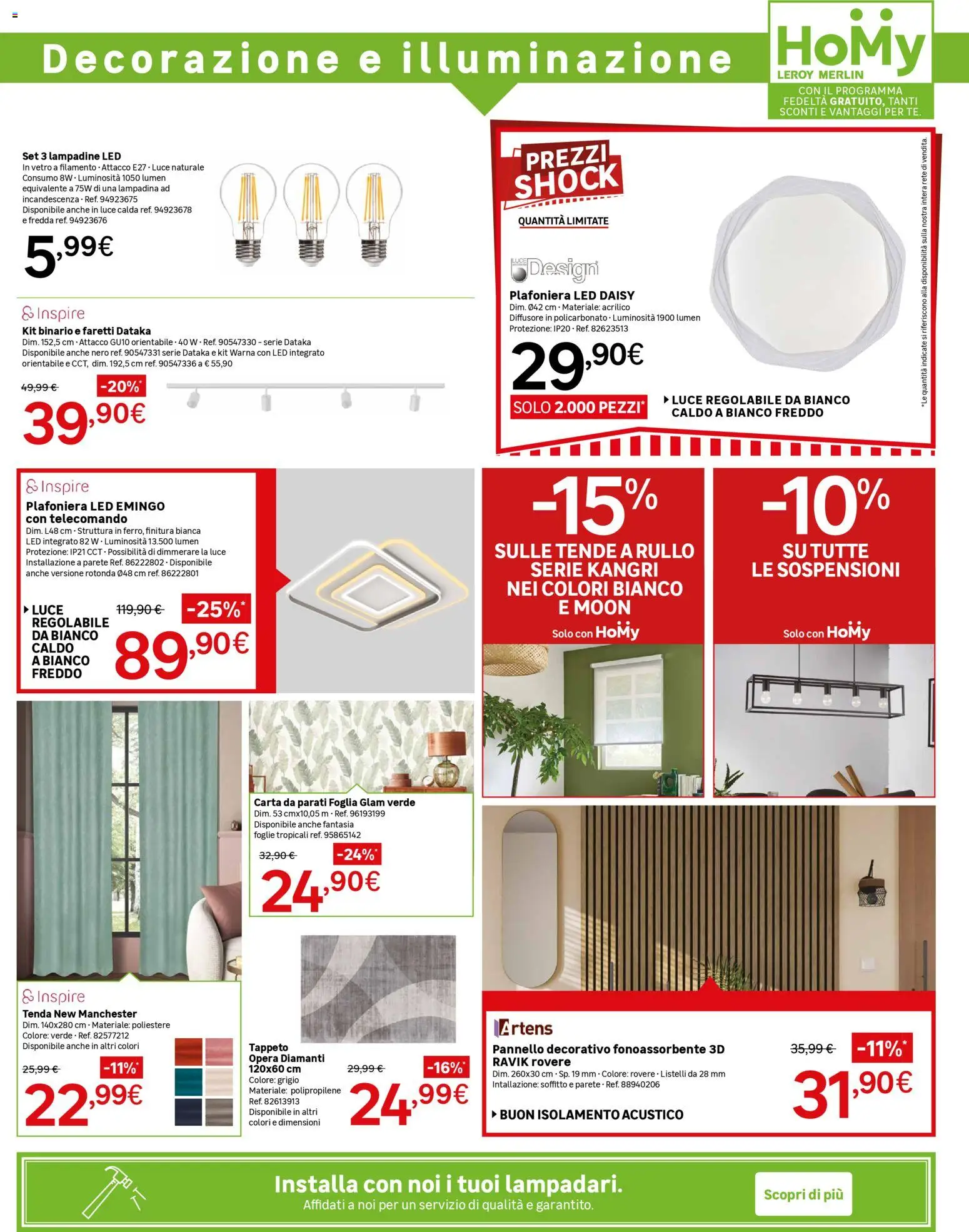 Volantino Leroy Merlin del 04.02.2026 | Pagina: 9 | Prodotti: Rullo, Telecomando, Tenda, Tappeto