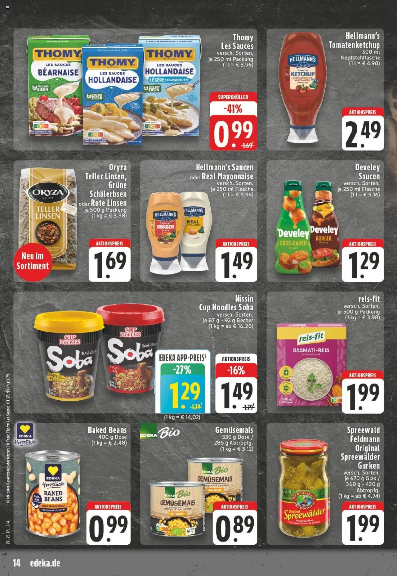 Edeka prospekt Kerken-Aldekerk	 - gültig ab dem 13.07.2025 | Seite: 14 | Produkte: Basmatireis, Burger, Tomaten, Ketchup