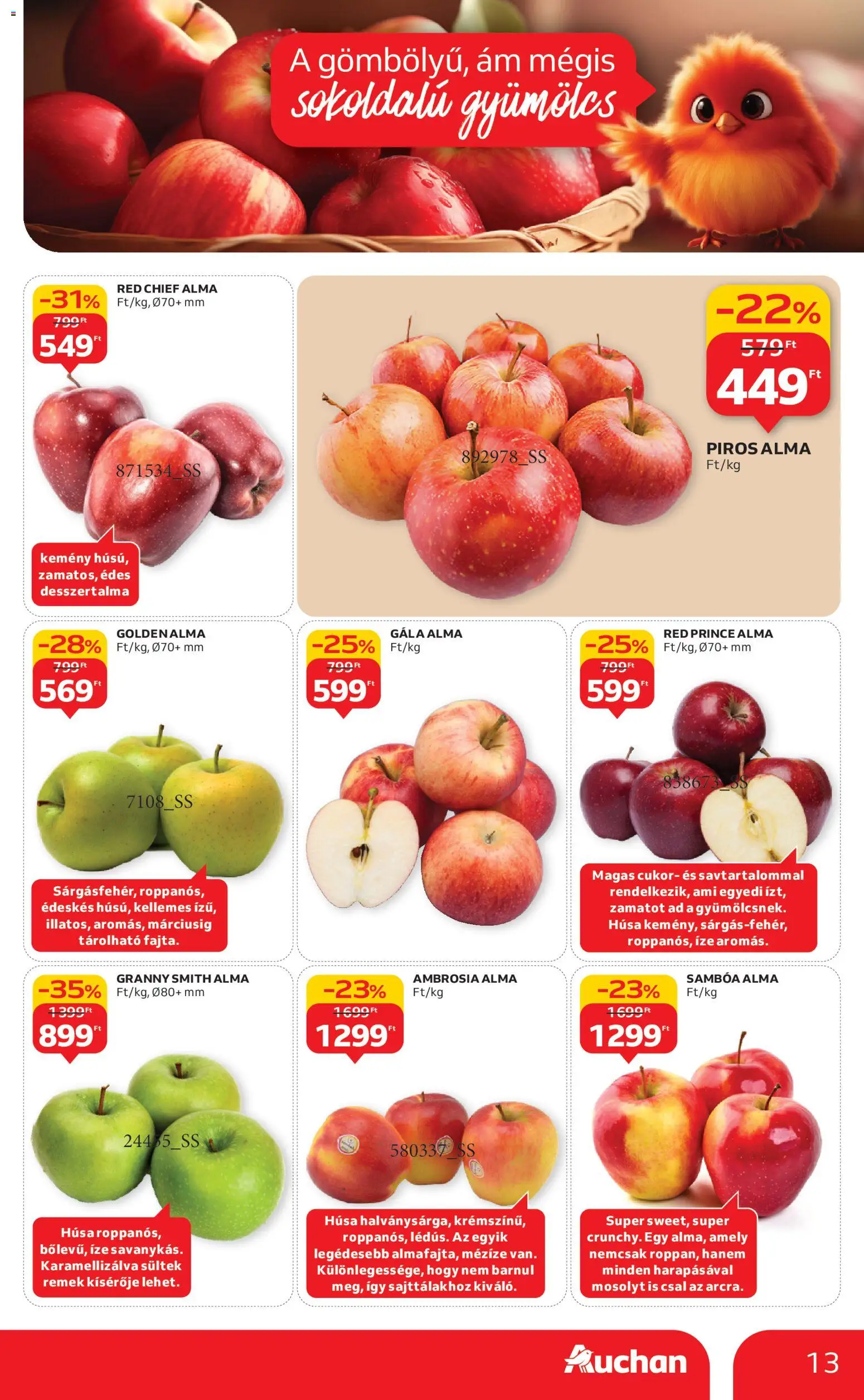 Auchan akciós ujság - amely érvényes a következő dátumtól: 20.11.2025 | Oldal: 13 | Termékek: Gyümölcs, Alma, Cukor