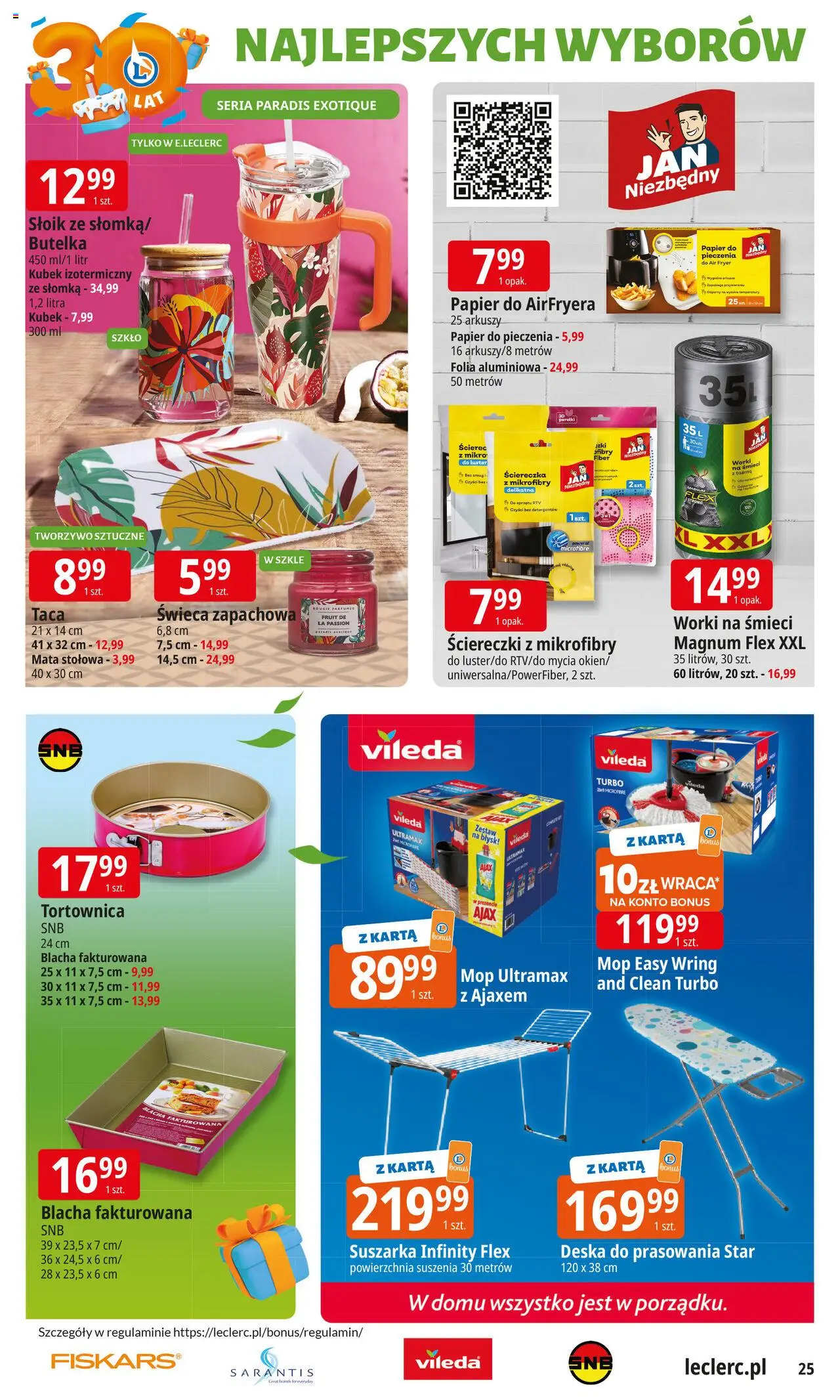 E.Leclerc Gazetka od 16.09.2025 | Strona: 25 | Produkty: Karta, Papier do pieczenia, Deska do prasowania, Vileda