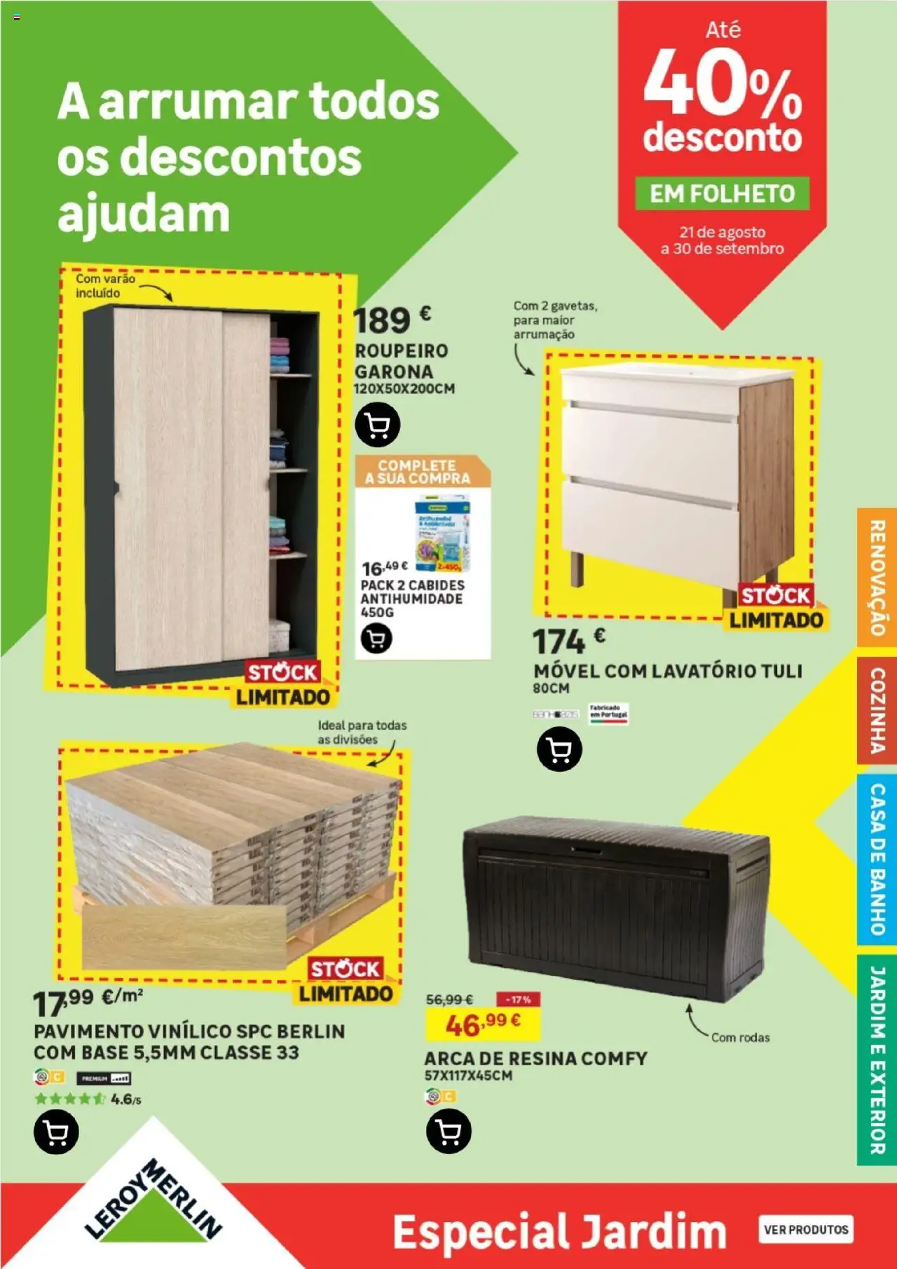 Leroy Merlin -  Portugal Continental │ válido de 21.08.2025 | Página: 1 | Produtos: Roupeiro, Base, Lavatório, Banho
