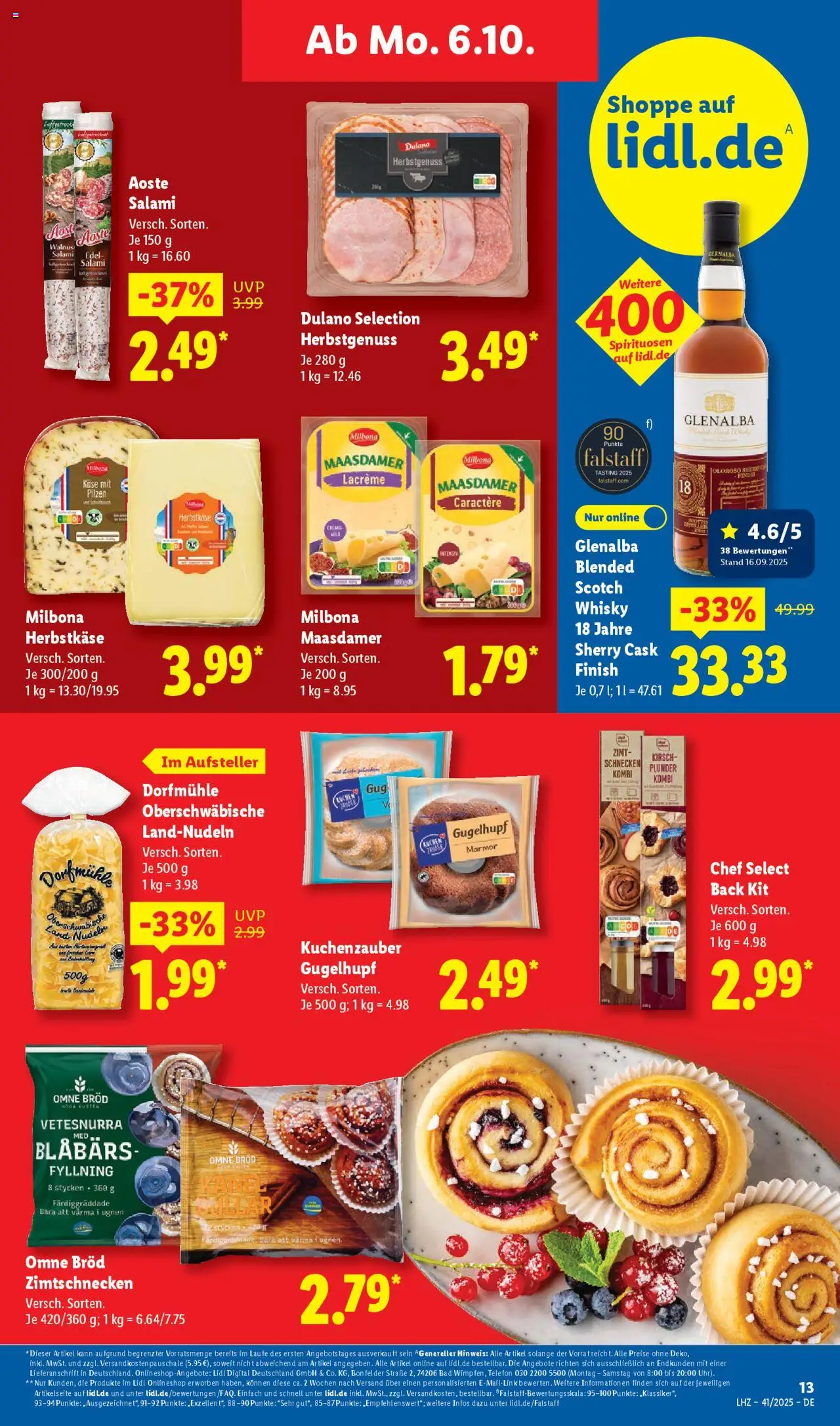 Lidl - Prospekt – gültig ab 06.10.2025 | Seite: 23 | Produkte: Whisky, Käse, Finish, Kuchen