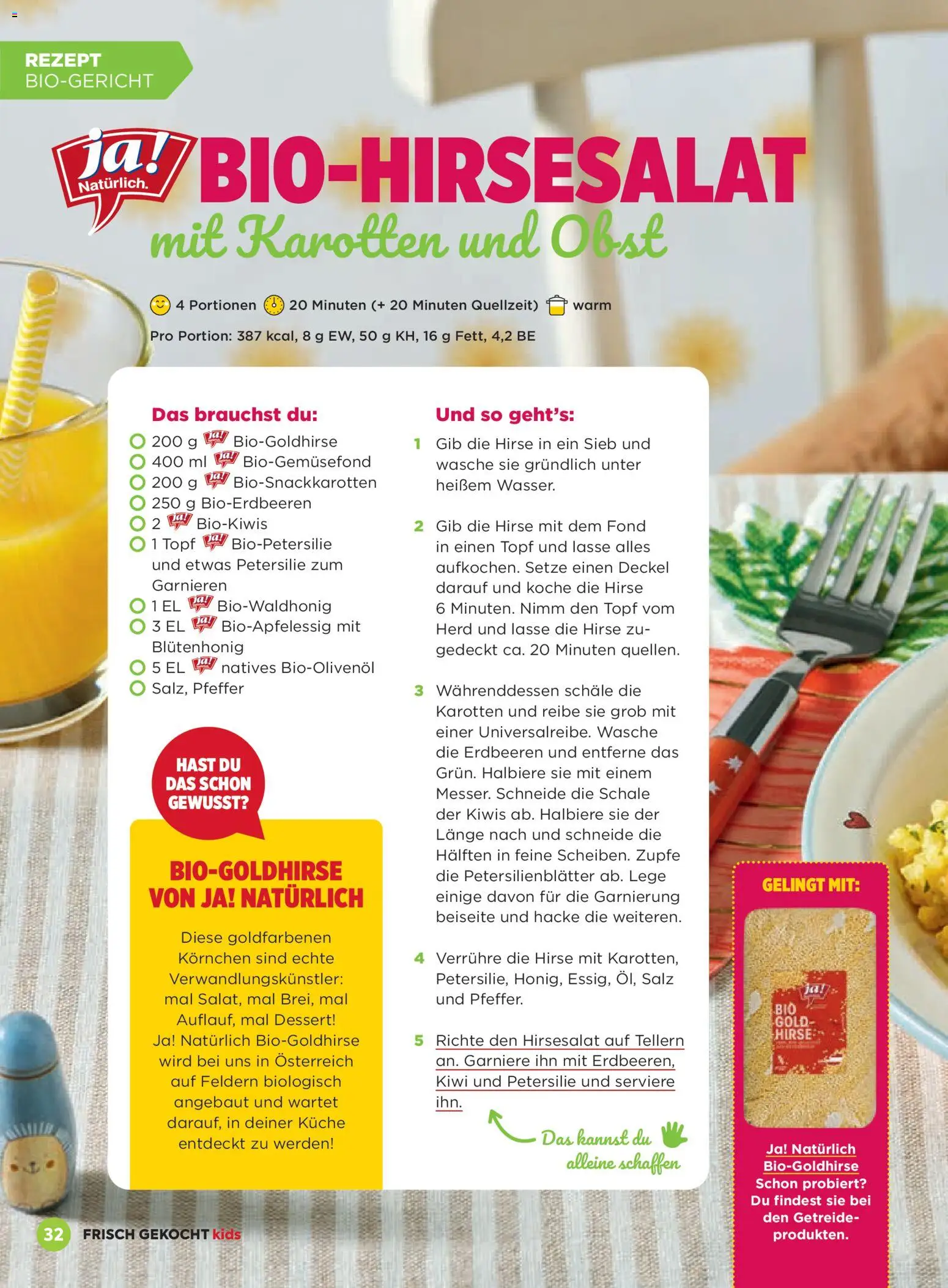 Billa Frisch Gekocht Kids gültig ab 01.03.2026 | Seite: 32 | Produkte: Erdbeeren, Getreide, Pfeffer, Herd