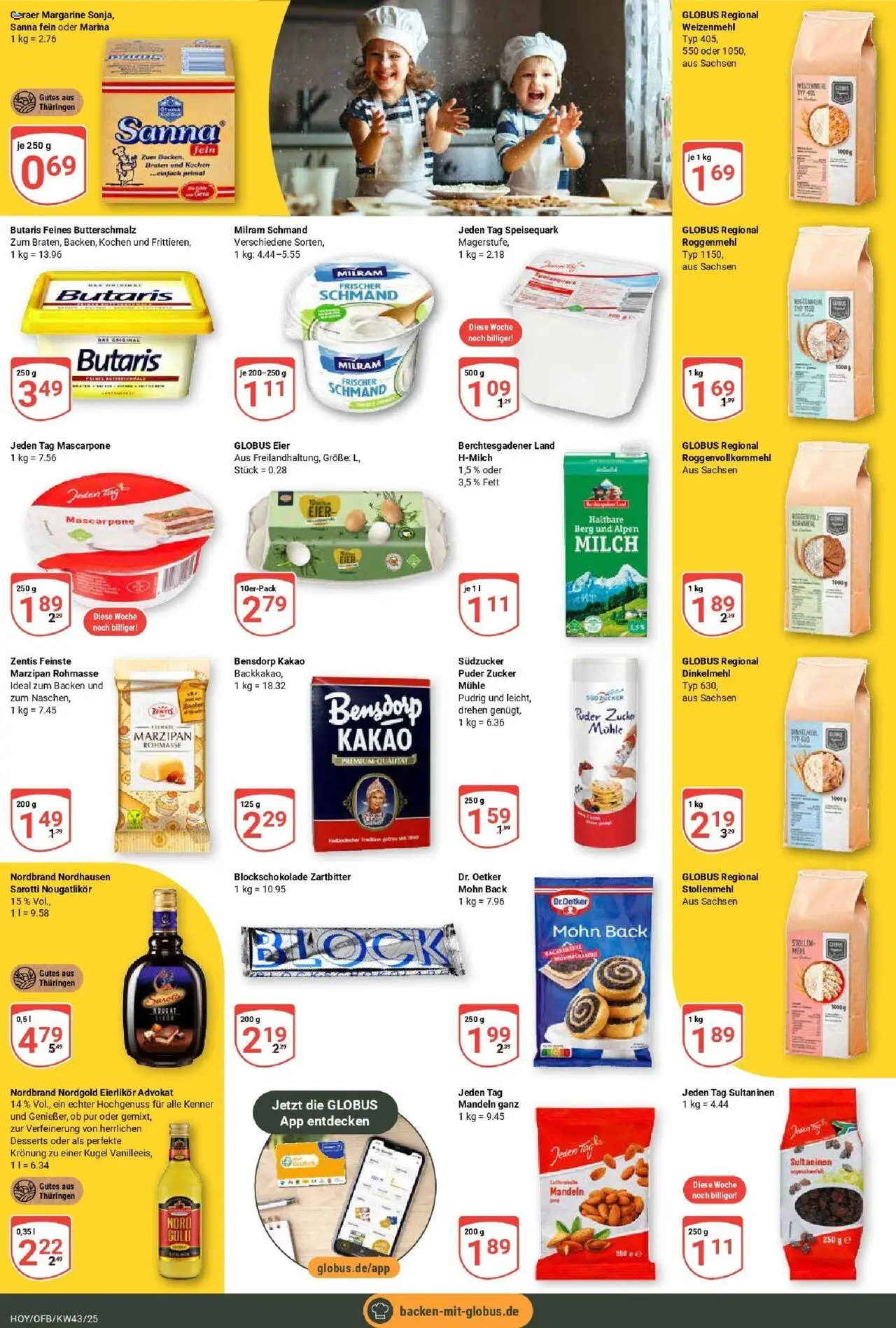 Globus prospekt Hoyerswerda	 – gültig ab 19.10.2025 | Seite: 6 | Produkte: Margarine, Eier, Puder, Weizenmehl