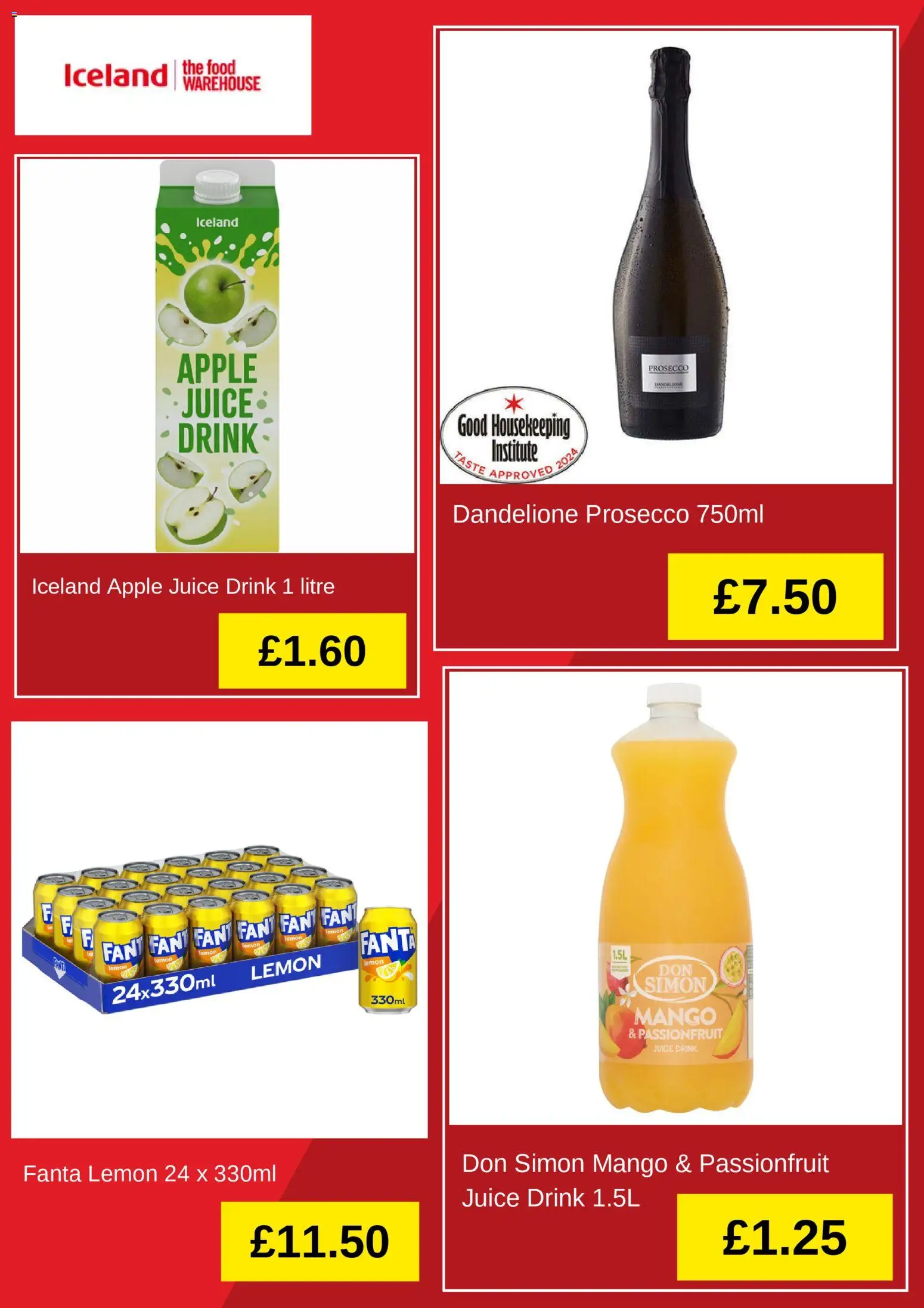 {H1} | Page: 4 | Products: Prosecco, Fan, Lemon, Apple juice