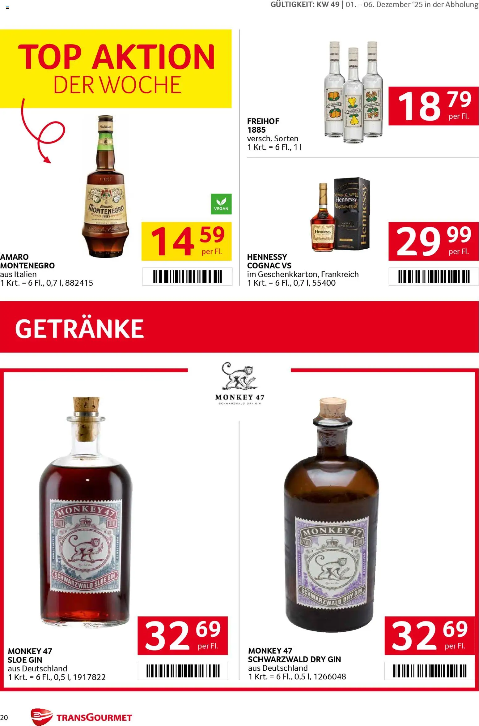 Transgourmet Flugblatt gültig ab 01.12.2025 | Seite: 20 | Produkte: Gin