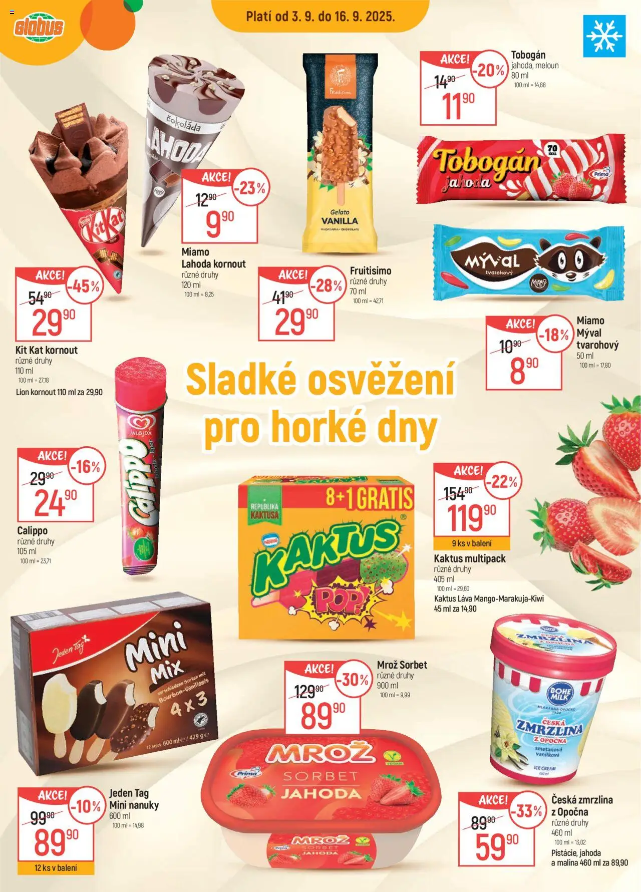 Globus leták - Praha Černý Most od 03.09.2025 | Strana: 16 | Produkty: Nanuky, Globus, Zmrzlina, Mini nanuky