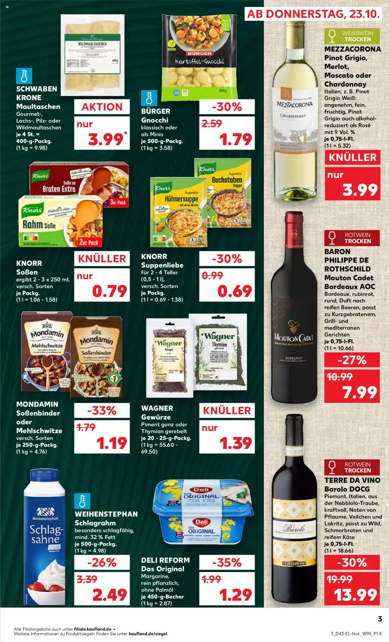Kaufland prospekt Völklingen	 – gültig ab 23.10.2025 | Seite: 3 | Produkte: Käse, Rotwein trocken, Weißwein trocken, Soße