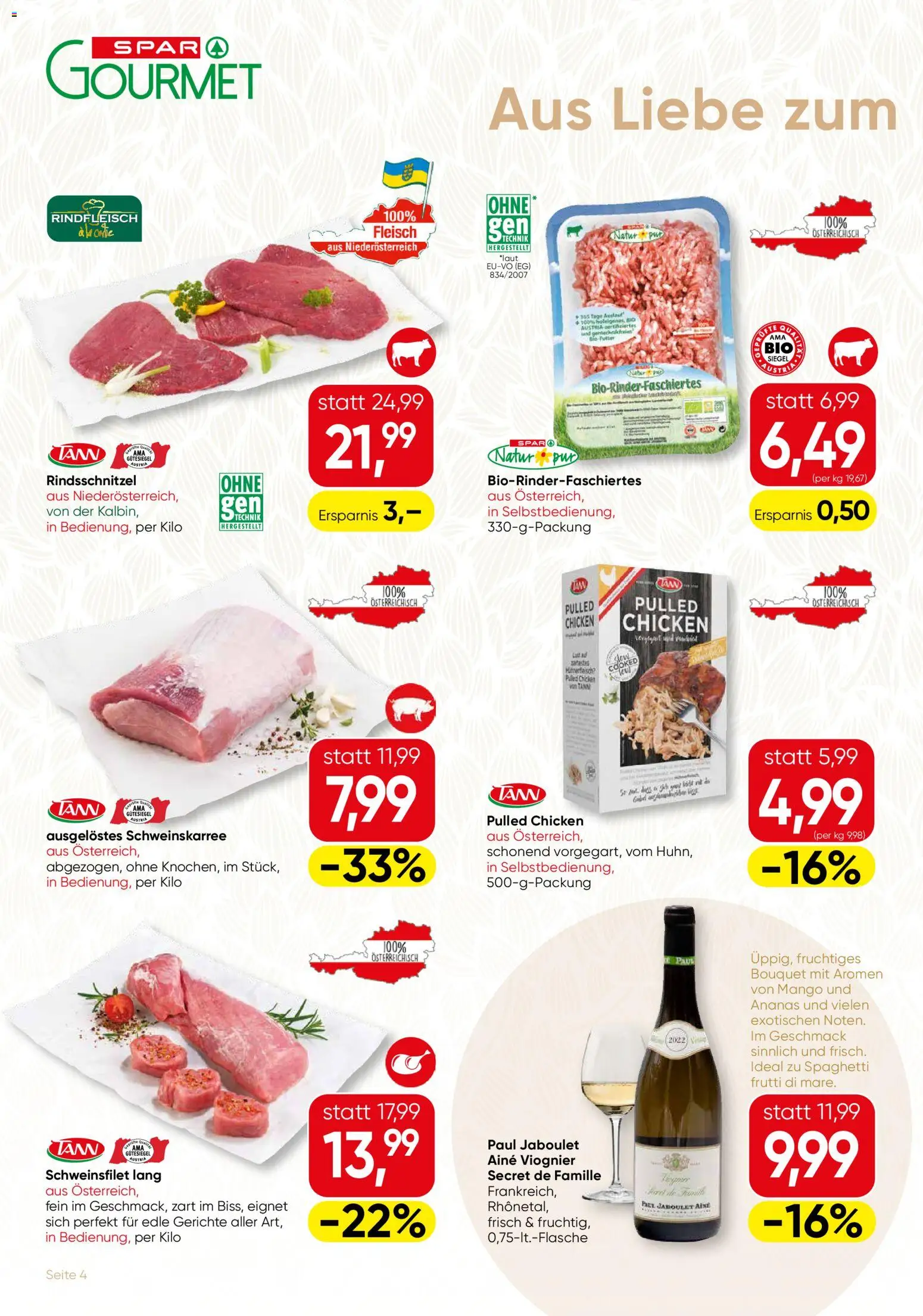 SPAR Gourmet Flugblatt Niederösterreich gültig ab 06.11.2025 | Seite: 4 | Produkte: Mango, Hajdina liszt, Rindfleisch, Ananas