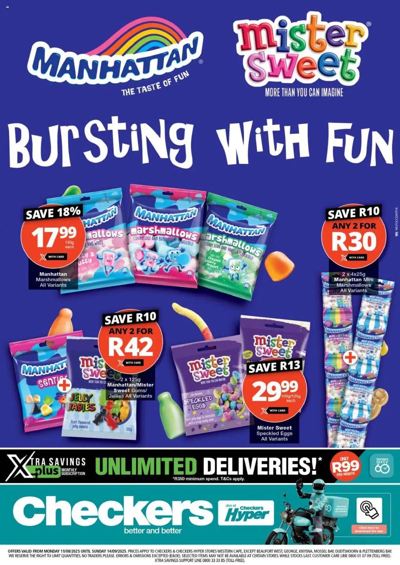 Checkers Western Cape - Manhattan & Mister Sweet Promotion │ valid from 11.08.2025 | Page: 1 | Products: Eggs, Chocolate, Cream, Fruit