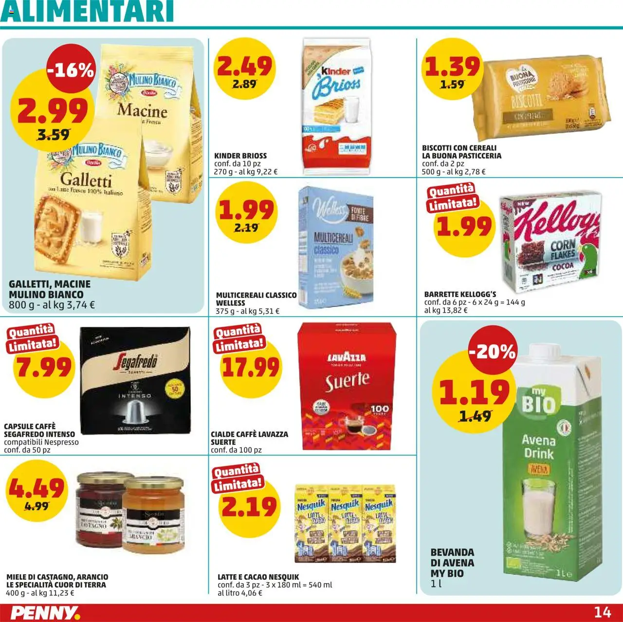 Volantino PENNY del 14.08.2025 | Pagina: 14 | Prodotti: Biscotti, Latte, Cacao, Lavazza