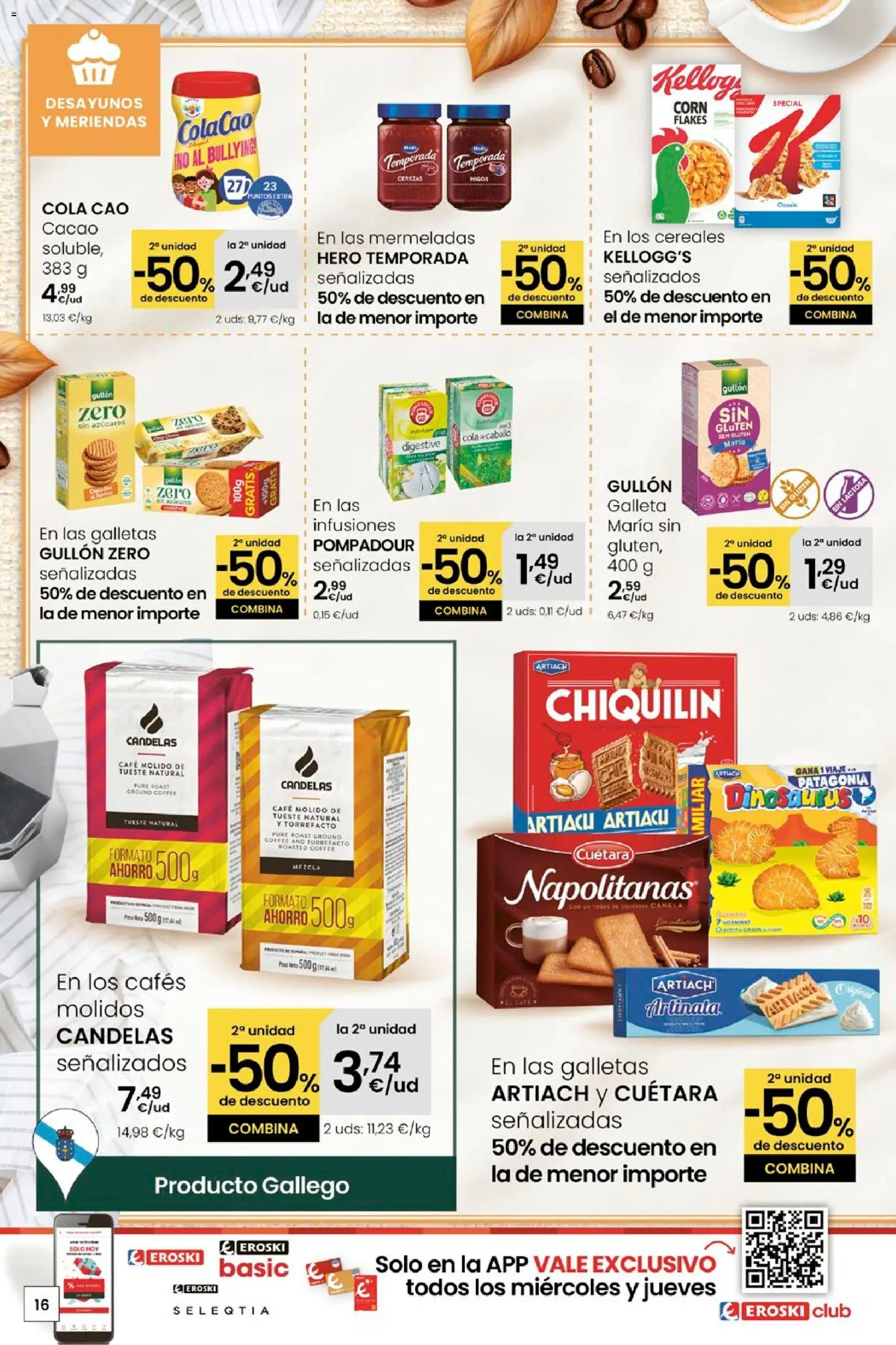 Eroski - Quen ben te quere farache aforrar │ válido desde el 15.01.2026 | Página: 16 | Productos: Café, Cereales, Galletas, Σαντιγύ