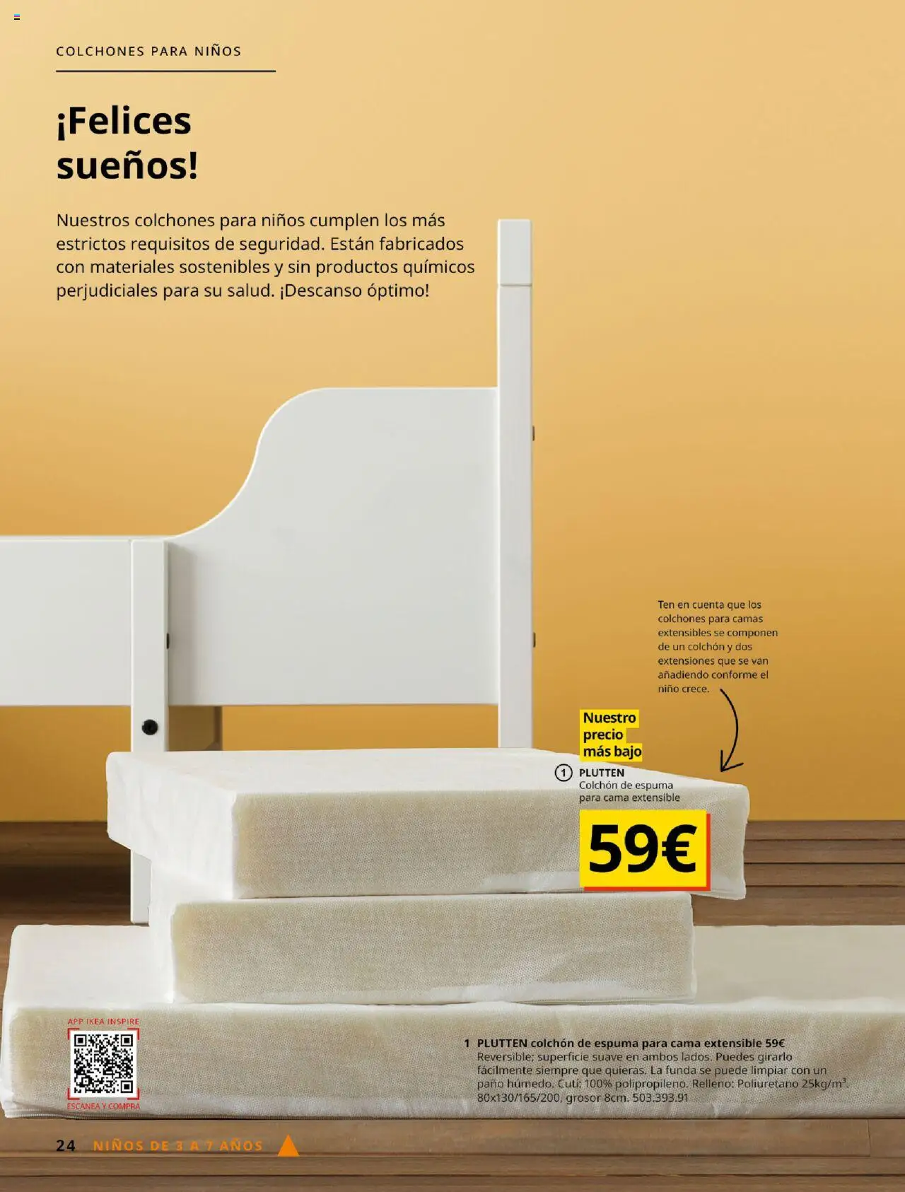 Catálogo IKEA y los niños │ válido desde el 04.02.2025 | Página: 24 | Productos: Colchon, Funda, Cama