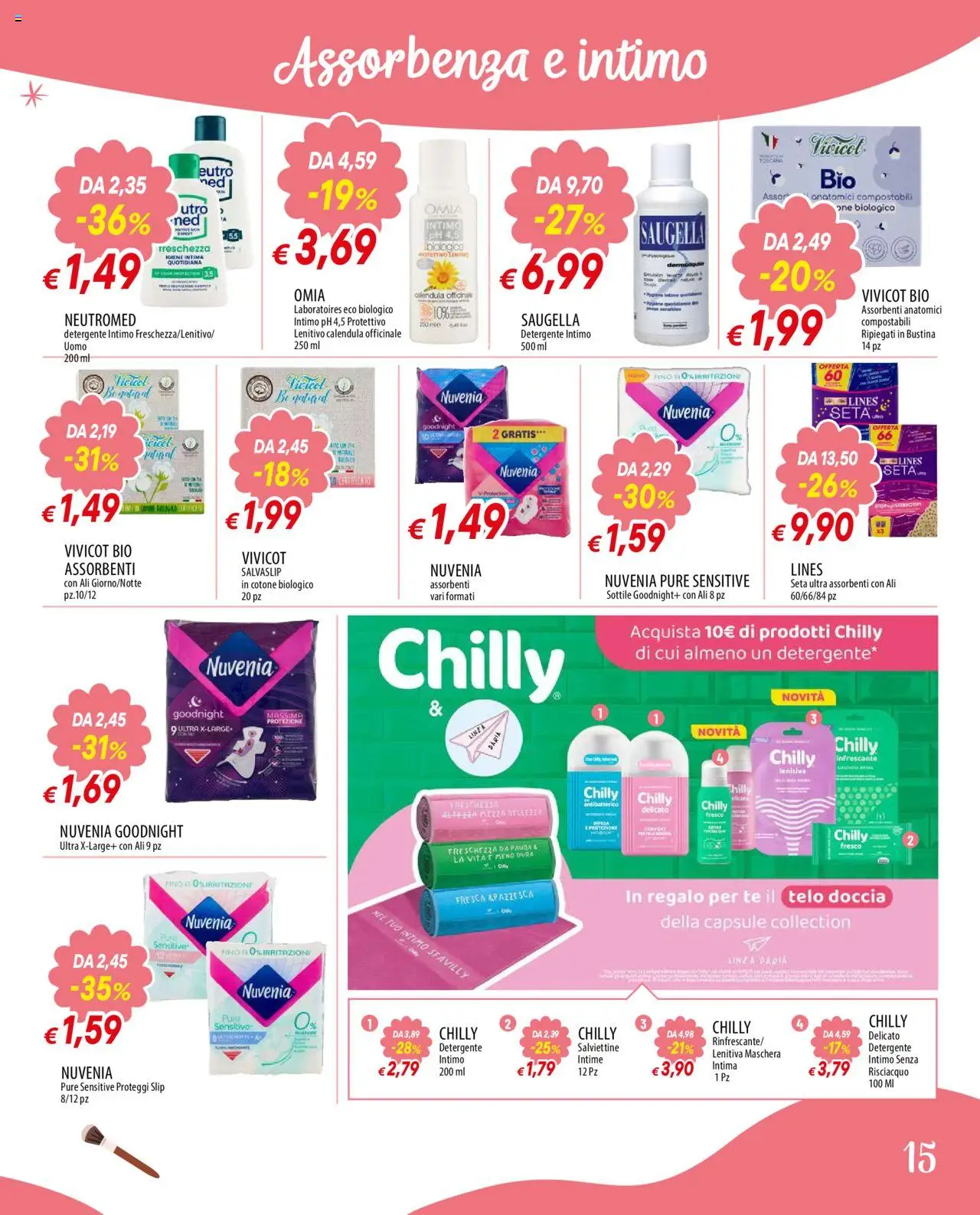 Volantino Galassia del 22.09.2025 | Pagina: 15 | Prodotti: Maschera, Proteggi slip, Detergente intimo, Intimo