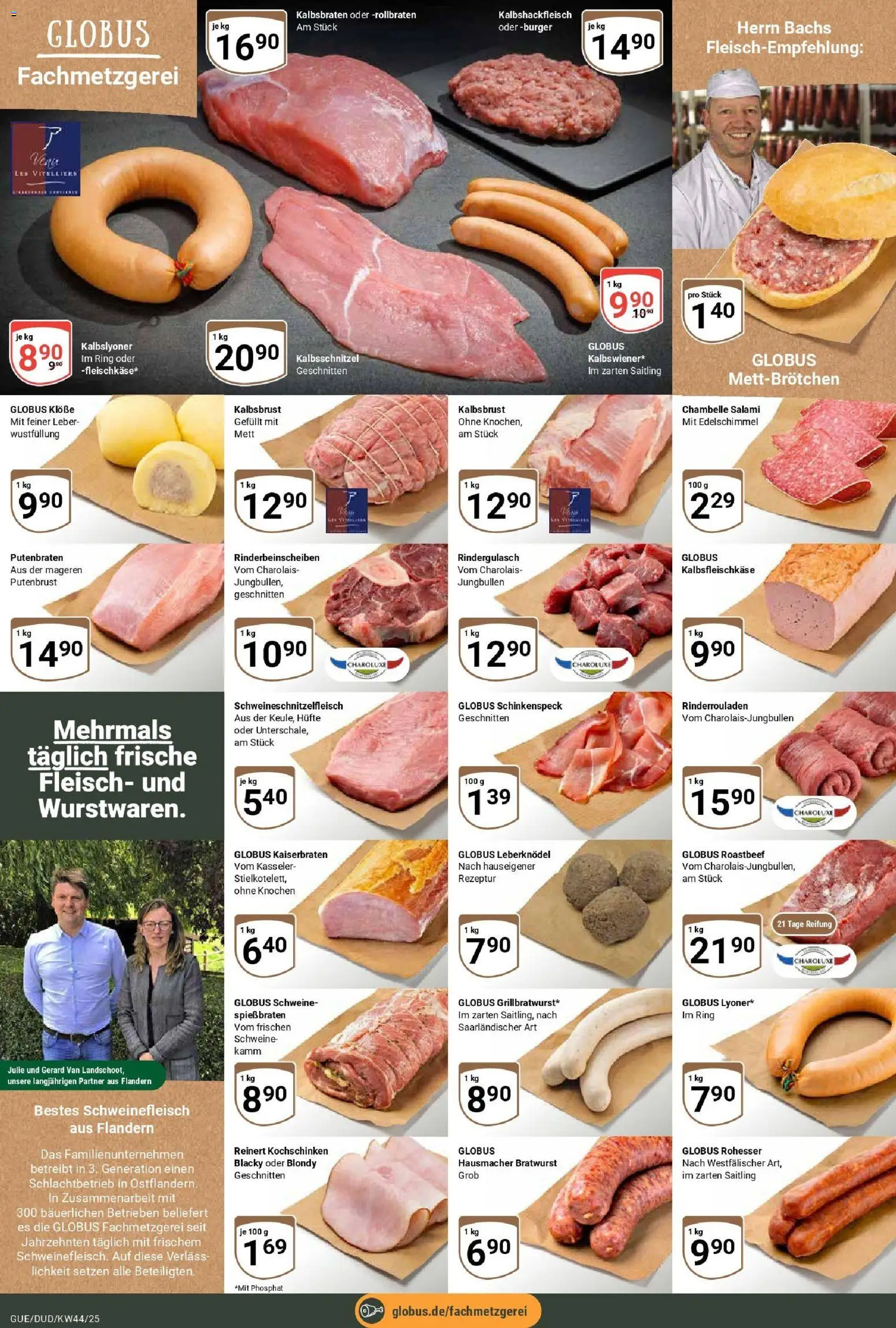 Globus prospekt Saarbrücken-Dudweiler	 – gültig ab 26.10.2025 | Seite: 8 | Produkte: Rindergulasch, Bratwurst, Roastbeef, Schweinefleisch