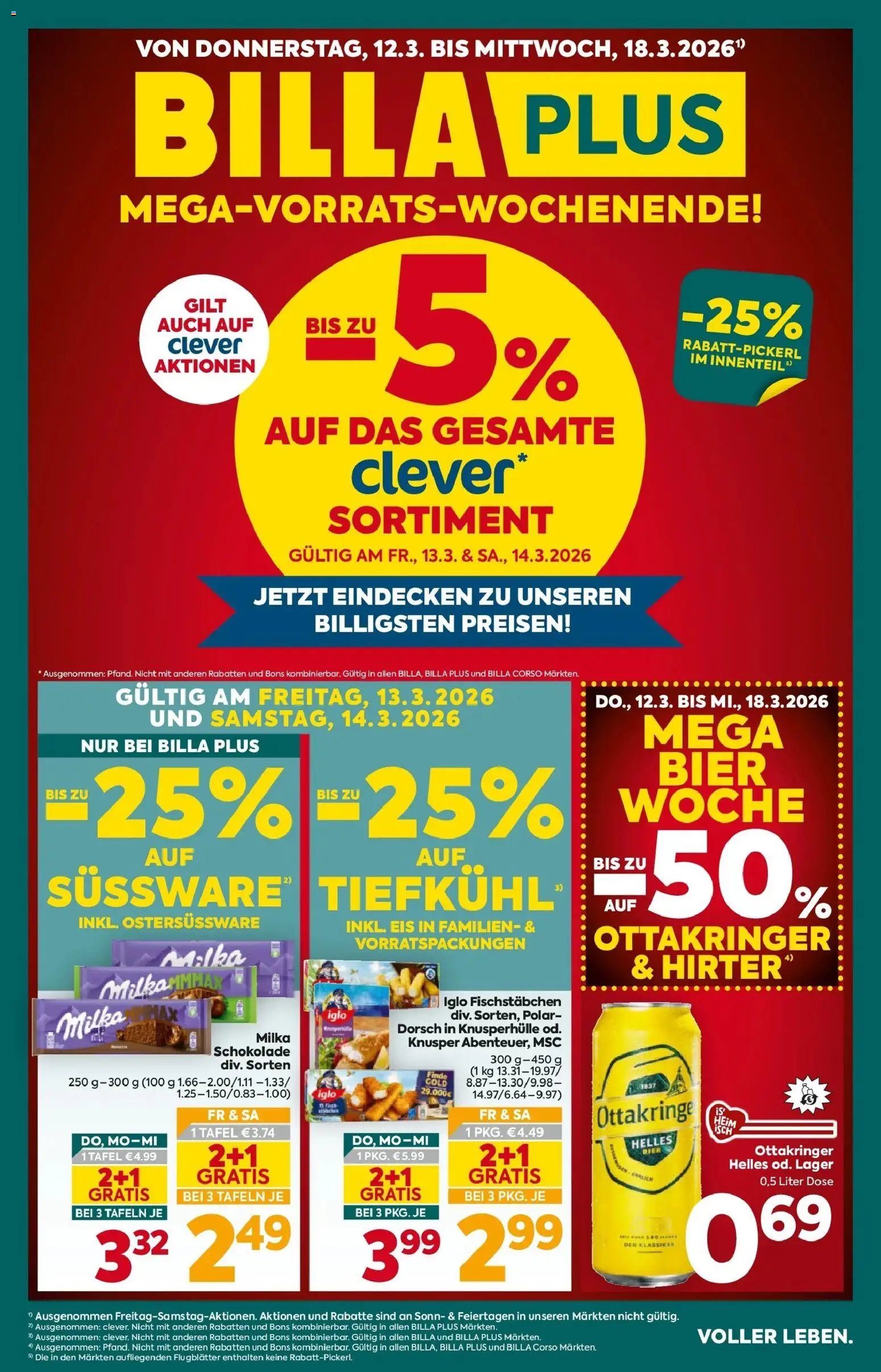 Billa Plus Flugblatt - Niederösterreich gültig ab 12.03.2026 | Seite: 1 | Produkte: Eis, Schokolade, Bier