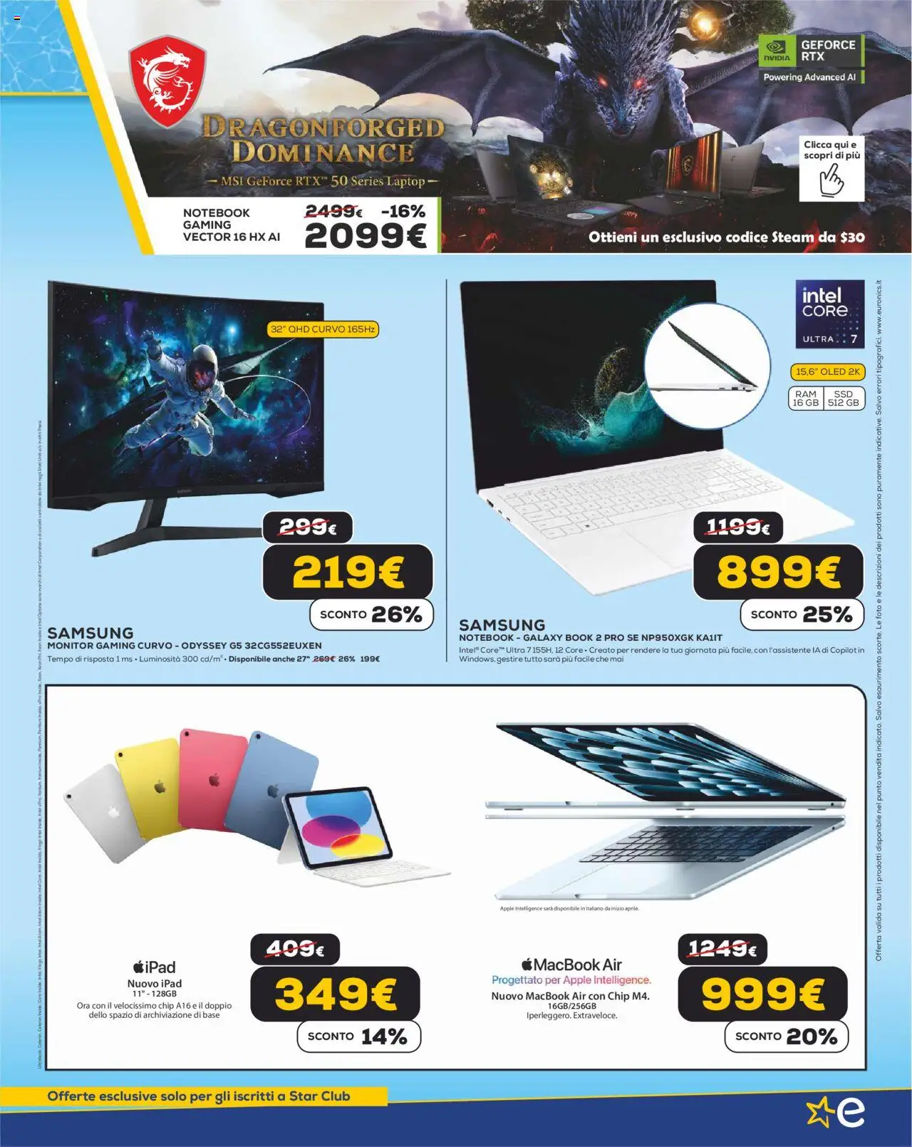 Volantino Euronics del 05.06.2025 | Pagina: 11 | Prodotti: Laptop, Ipad, Macbook, Samsung