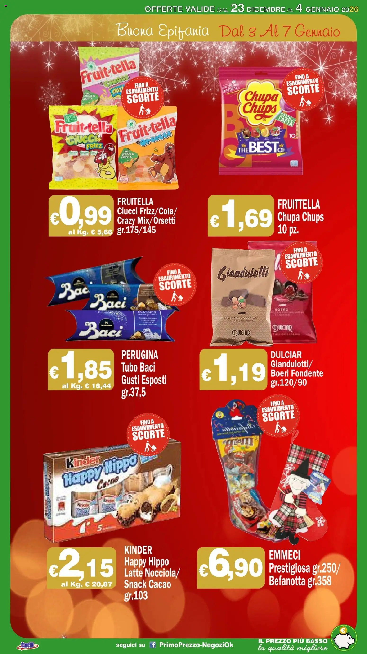 Volantino Primo Prezzo del 23.12.2025 | Pagina: 18 | Prodotti: Cioccolato, Latte, Tubo, Cacao