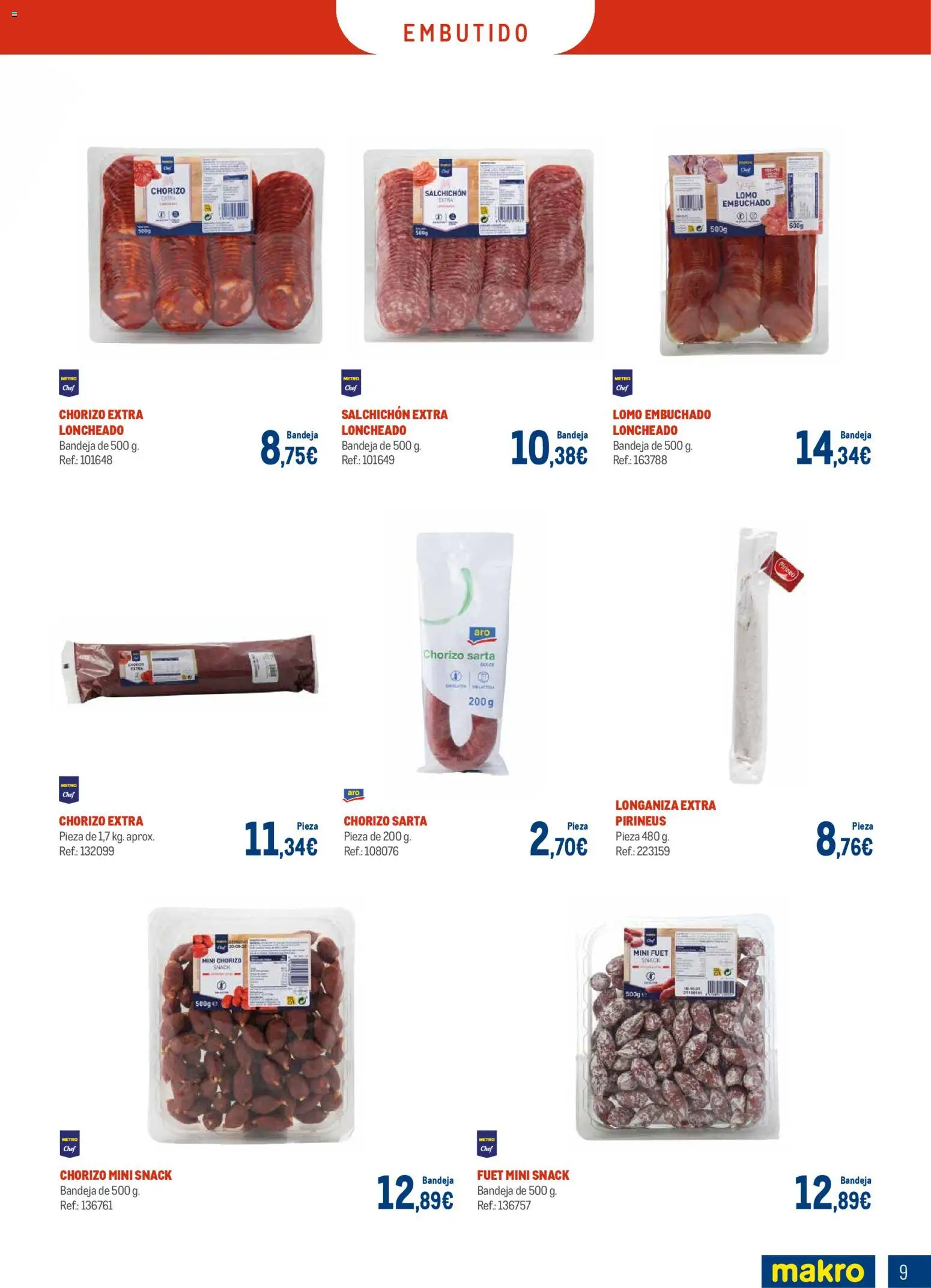 Makro - Charcuteria Centro │ válido desde el 01.12.2025 | Página: 9 | Productos: Longaniza, Bandeja, Loncheado