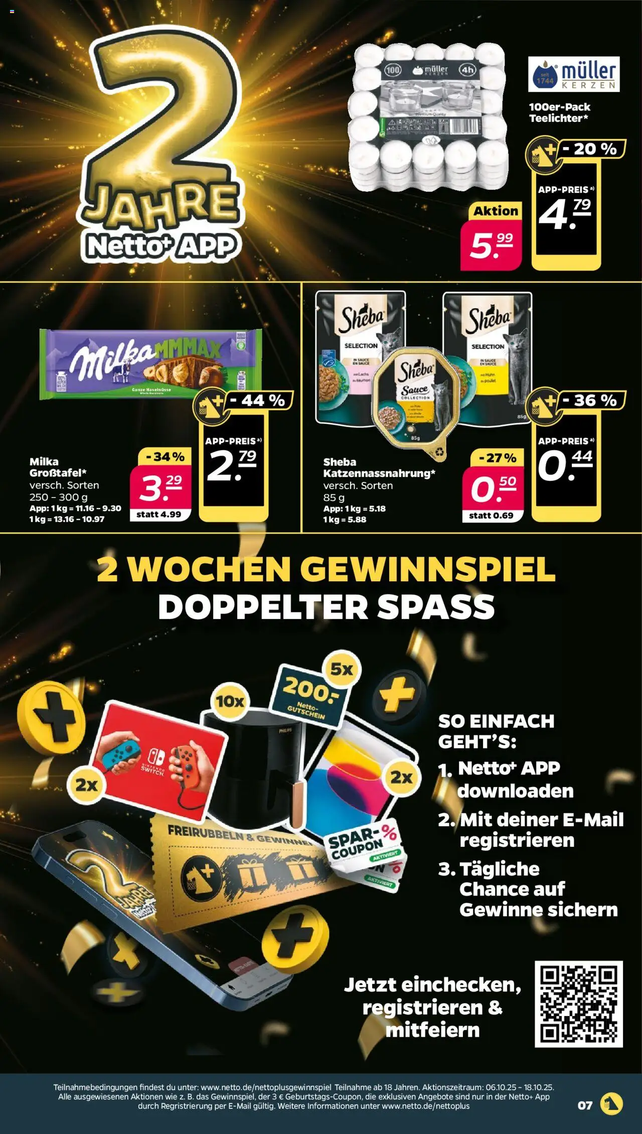 Netto Prospekt 	 – gültig ab 13.10.2025 | Seite: 7 | Produkte: Sheba, Milka, Lachs