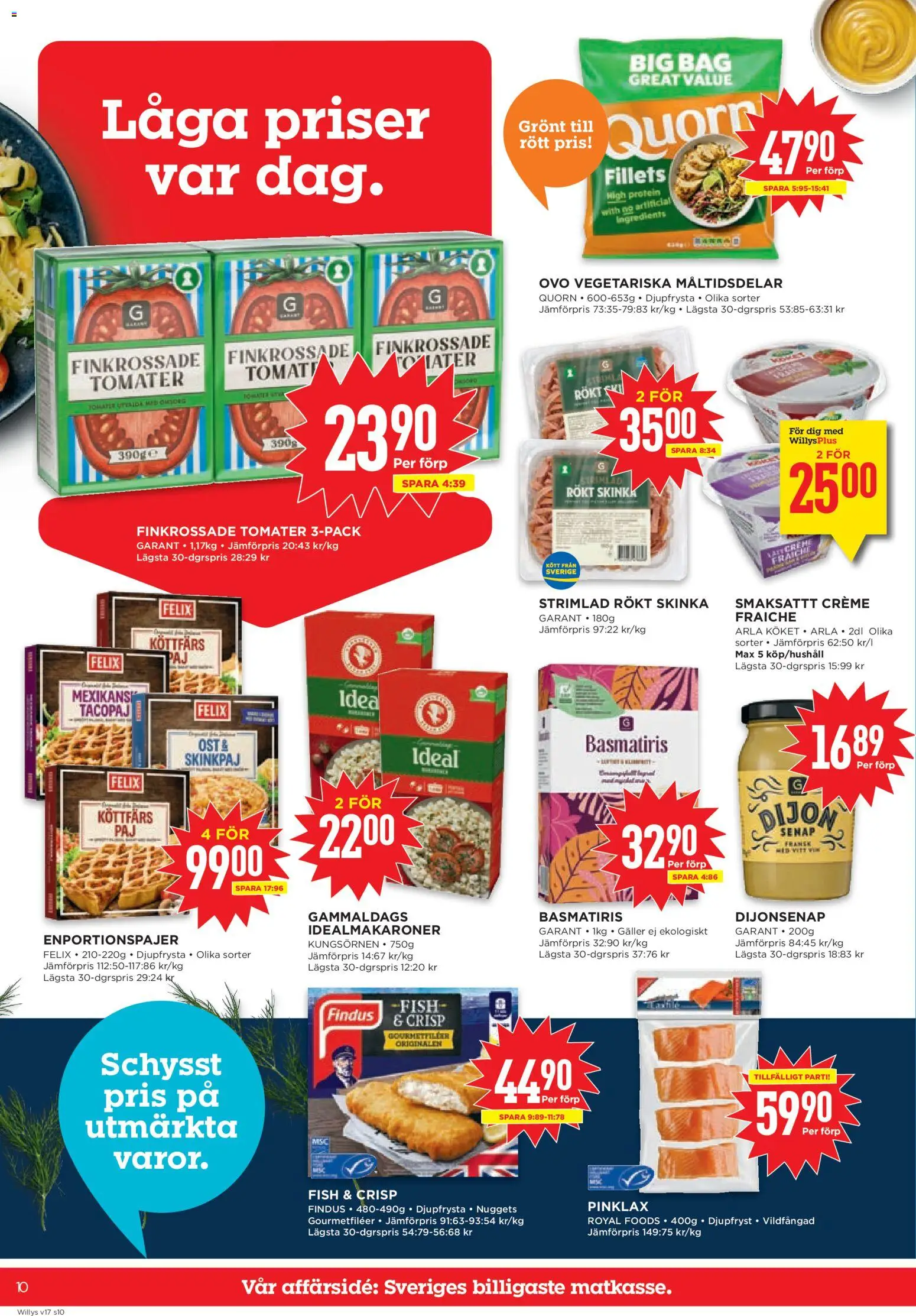Willys reklamblad aktuell från 20.04.2026 | Sida: 10 | Produkter: Creme fraiche, Skinka, Tomater, Pasta