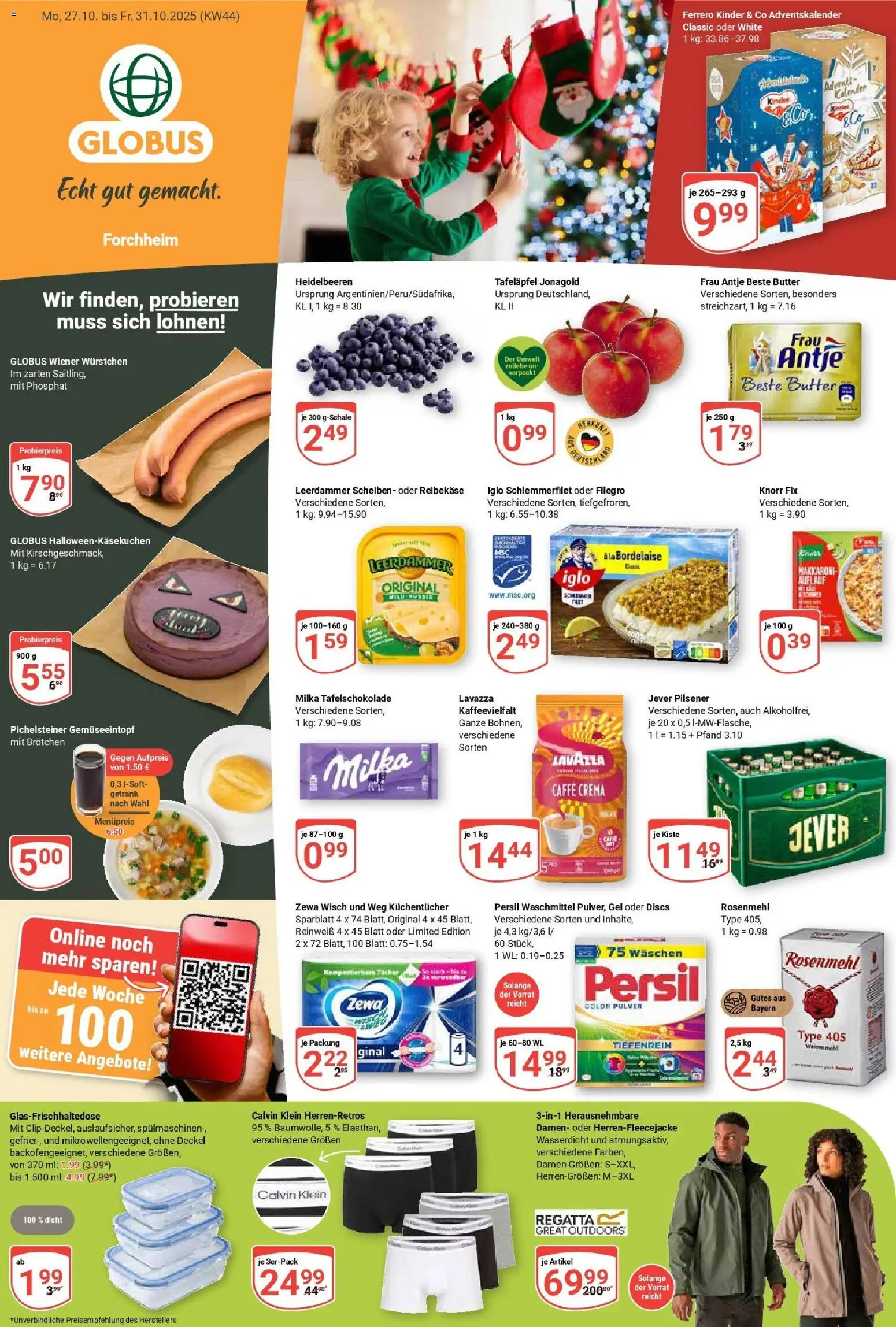 Globus prospekt Forchheim	 – gültig ab 26.10.2025 | Seite: 1 | Produkte: Knorr fix, Lavazza, Milka, Waschmittel