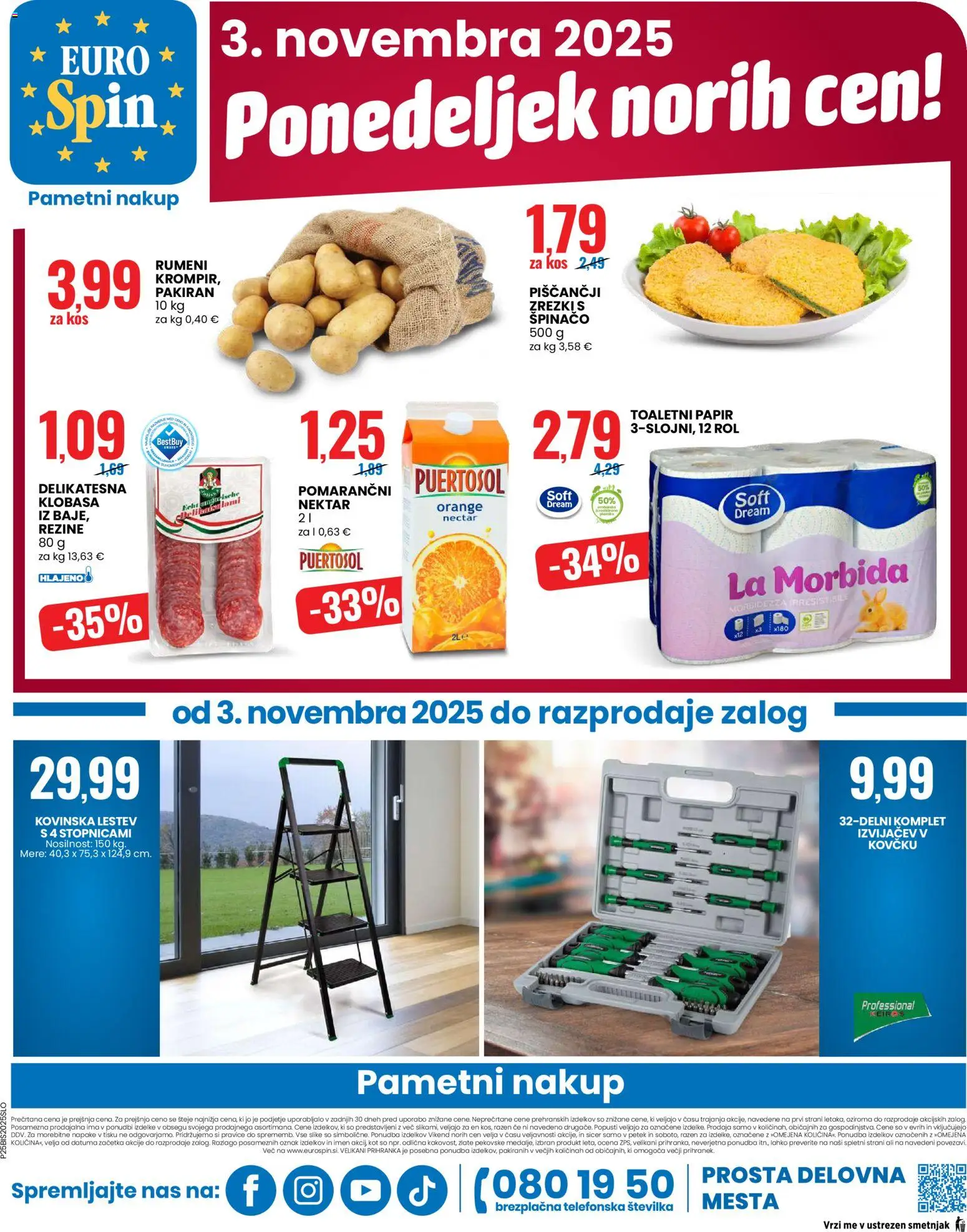 Novi Eurospin katalog ponudbe – veljaven od 30.10.2025 | Stran: 20 | Izdelki: Toaletni papir, Kos, Zrezki