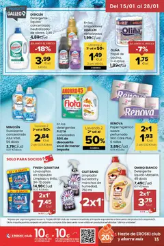 Vista previa Eroski folleto válido desde el 15.01.2026 | Página: 15 | Productos: Papel higienico, Crema, Detergente líquido, Cocina