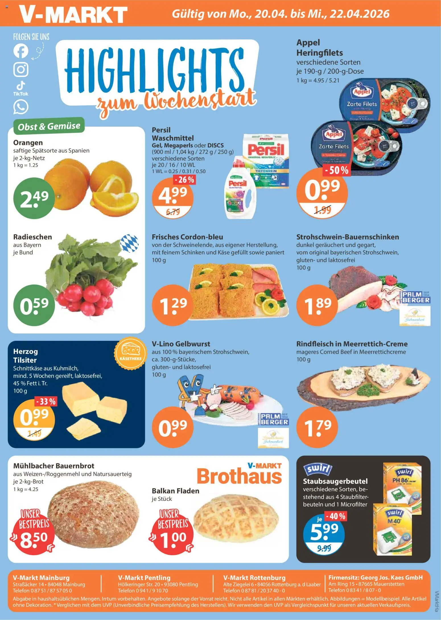 V-Markt Angebote – gültig ab 16.04.2026 | Seite: 24 | Produkte: Orangen, Obst, Telefon, Persil