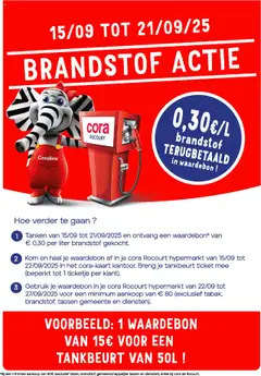 Cora - Brandstof actie bij cora Rocourt  - Voorbeeld van een folder van Cora, geldig van 15.09.2025