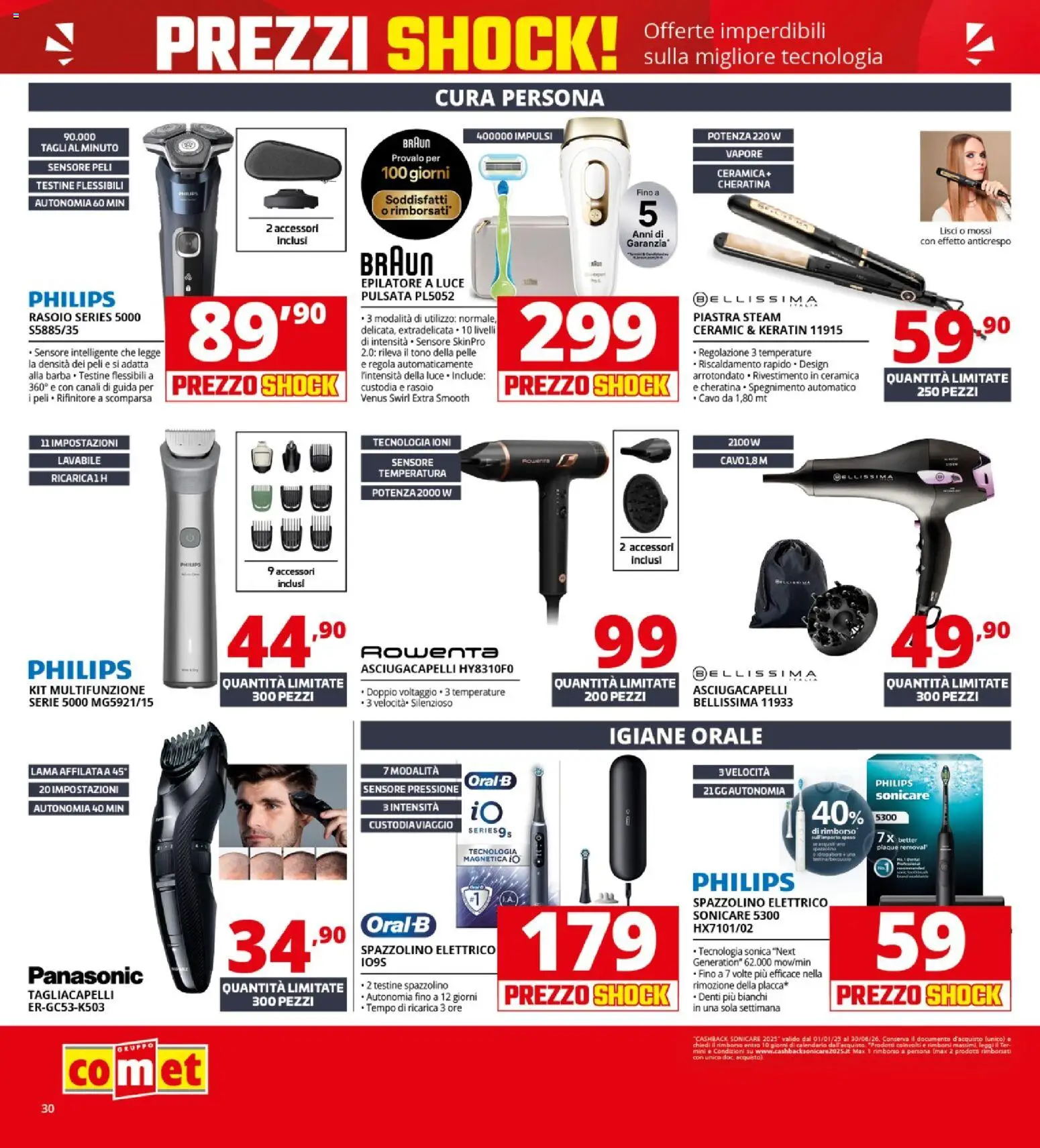 Volantino Comet del 23.04.2026 | Pagina: 30 | Prodotti: Rasoio, Spazzolino, Cavo, Asciugacapelli