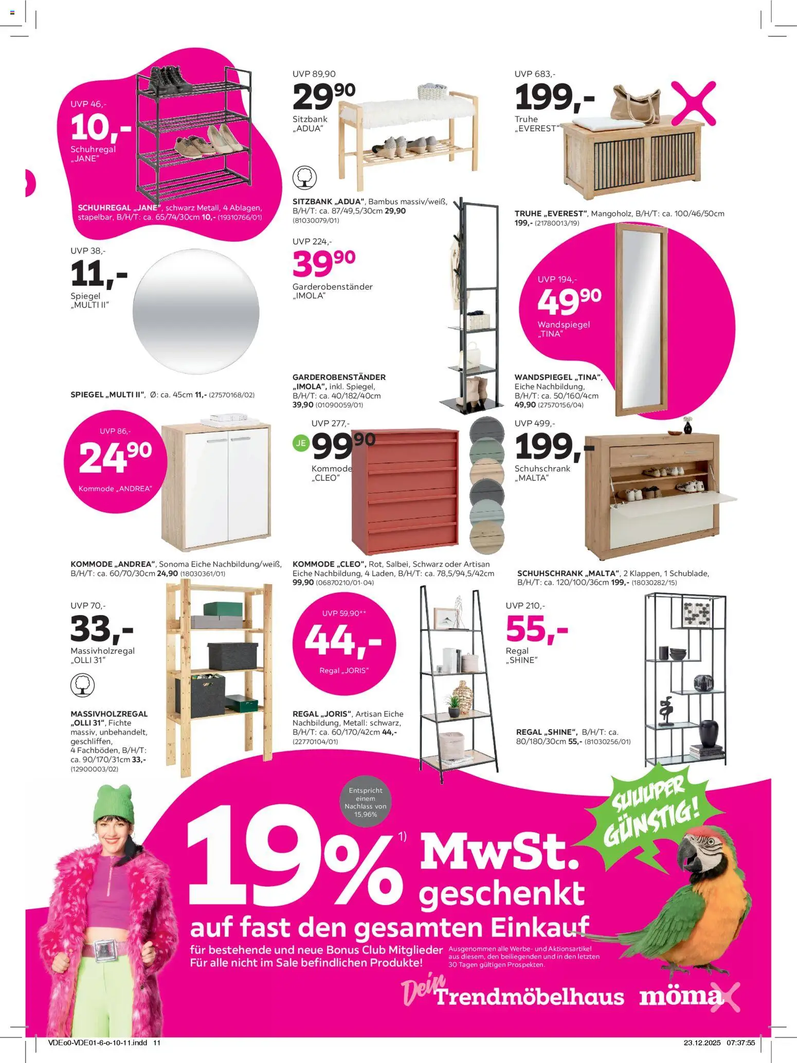 Mömax Prospekt 	 – gültig ab 27.12.2025 | Seite: 11 | Produkte: Sitzbank, Regal, Wandspiegel, Schuhregal