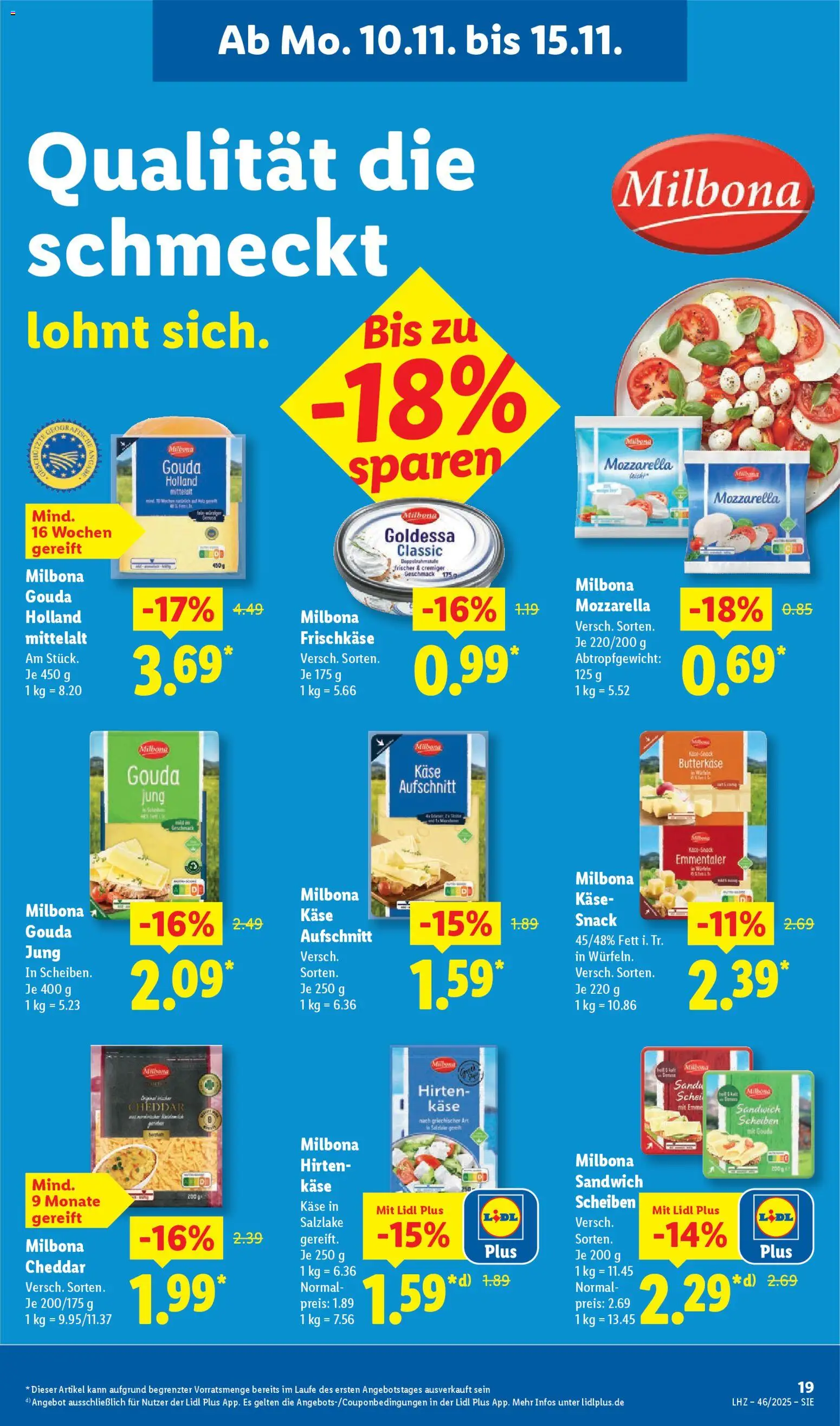 Lidl Prospekt Gladenbach – gültig ab 10.11.2025 | Seite: 27 | Produkte: Käse, Mozzarella, Gouda, Frischkase