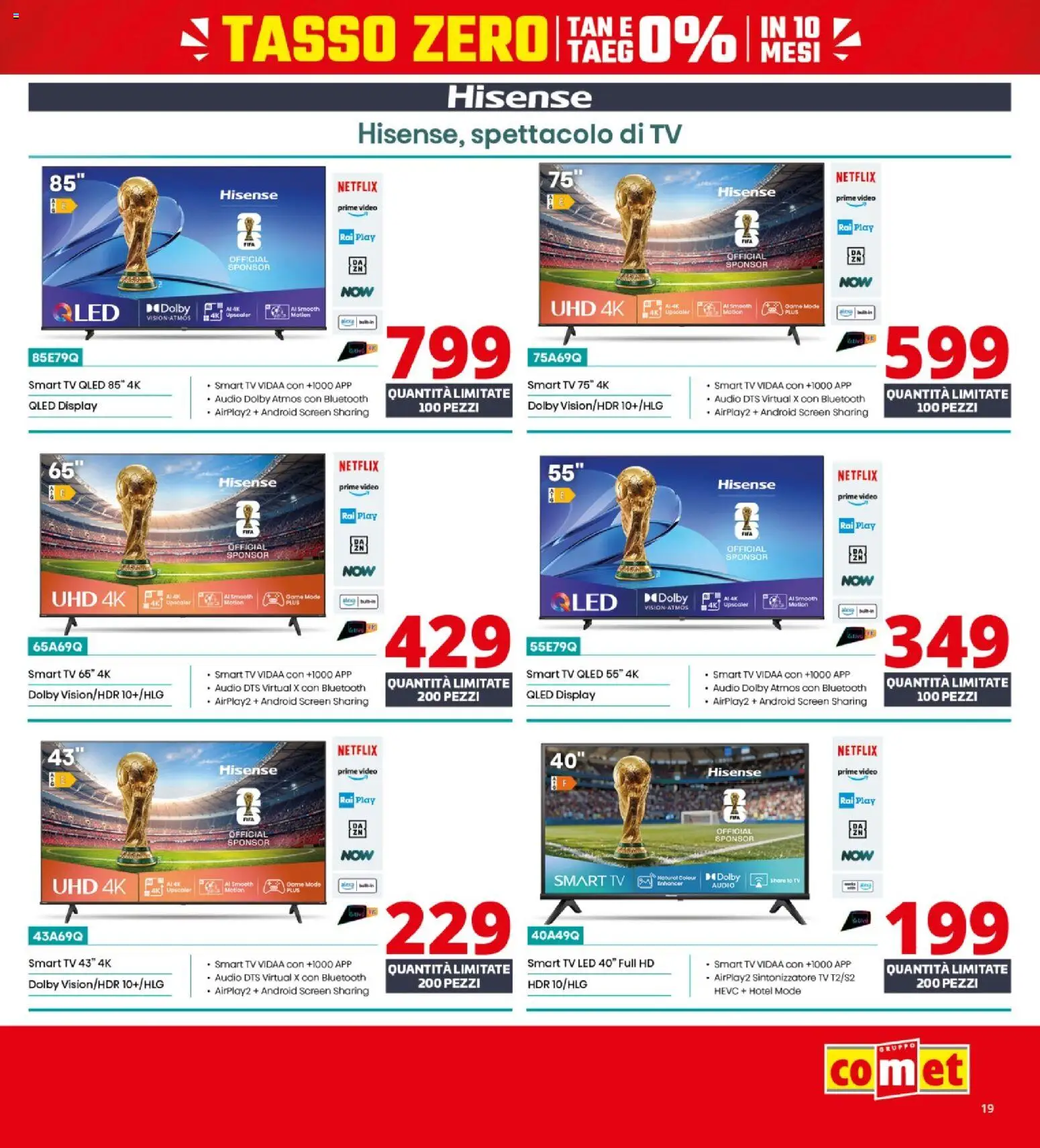 Volantino Comet del 22.01.2026 | Pagina: 19 | Prodotti: smart TV, TV, Video, Audio