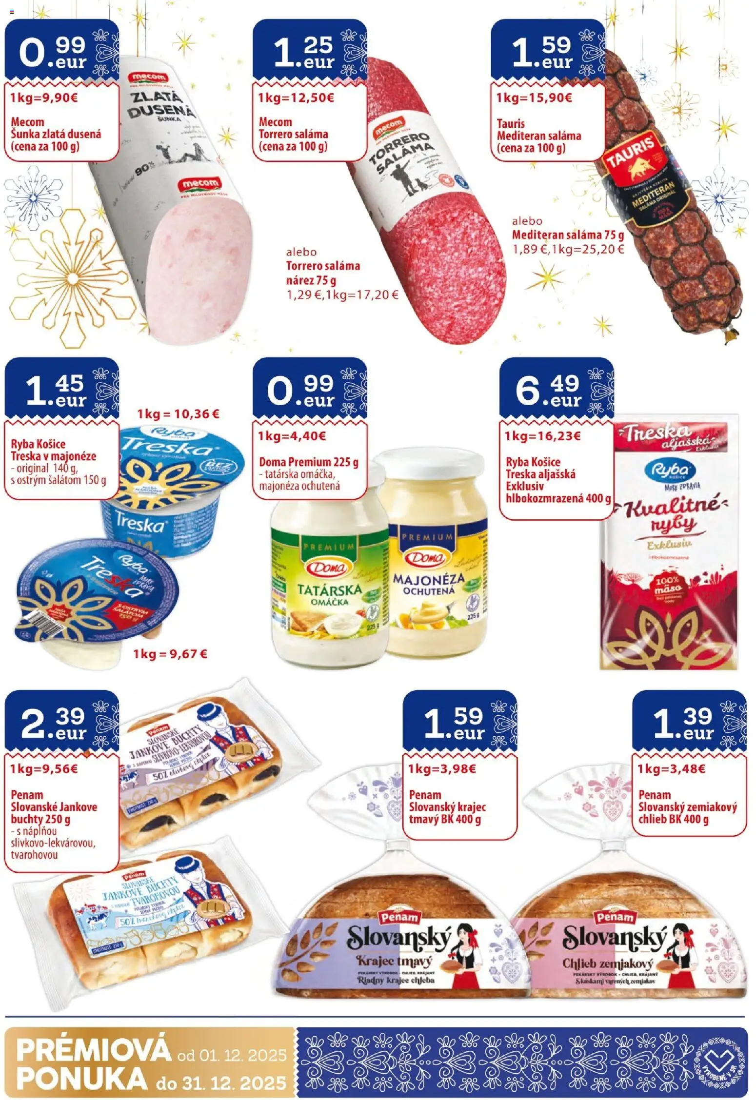 Nové KARMEN CBA akcie – leták je platný od 01.12.2025 | Strana: 28 | Produkty: Šunka, Ryba, Šál, Omáčka