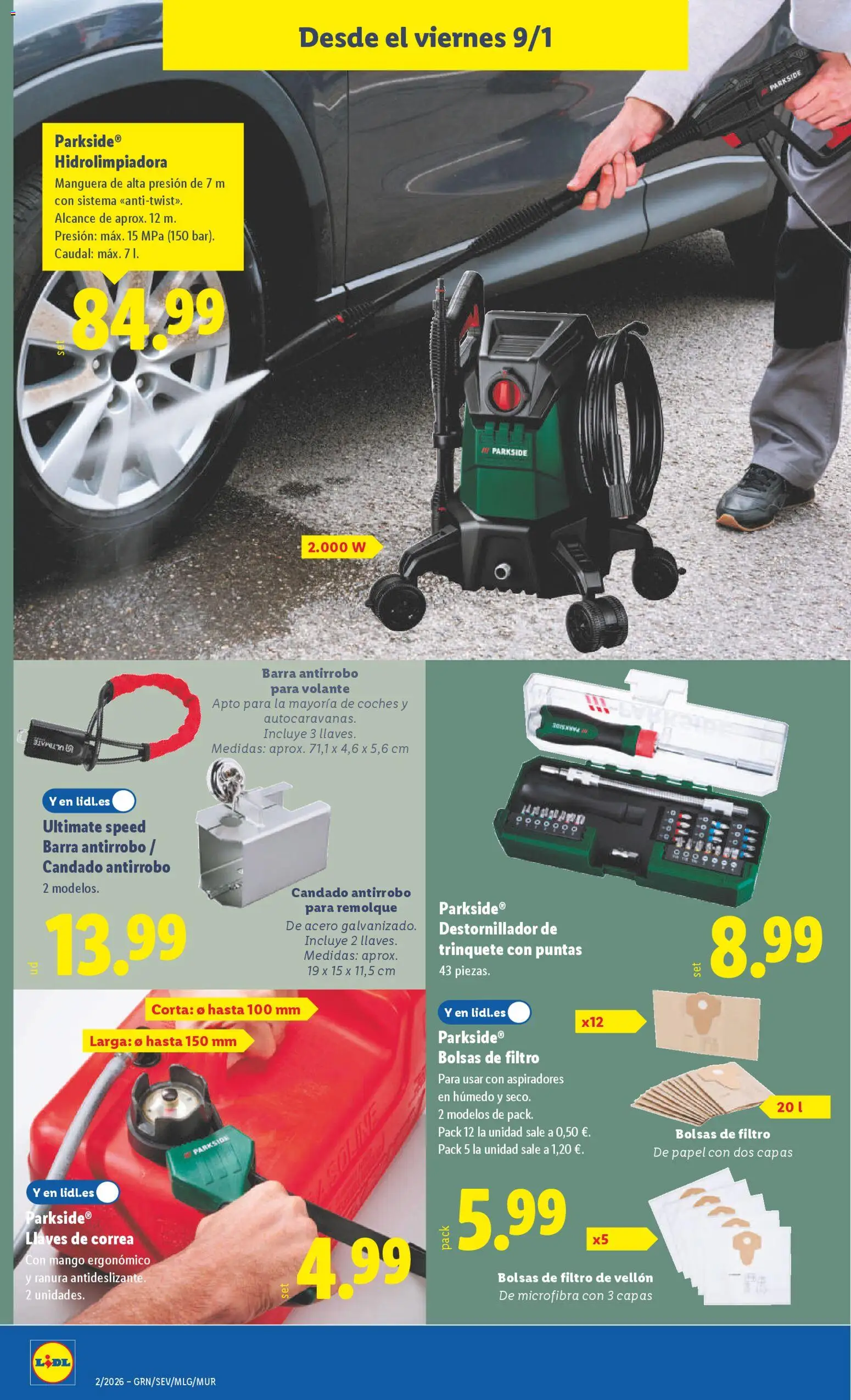 Lidl folleto de bazar │ válido desde el 05.01.2026 | Página: 16 | Productos: Hidrolimpiadora, Manguera, Ρούτερ