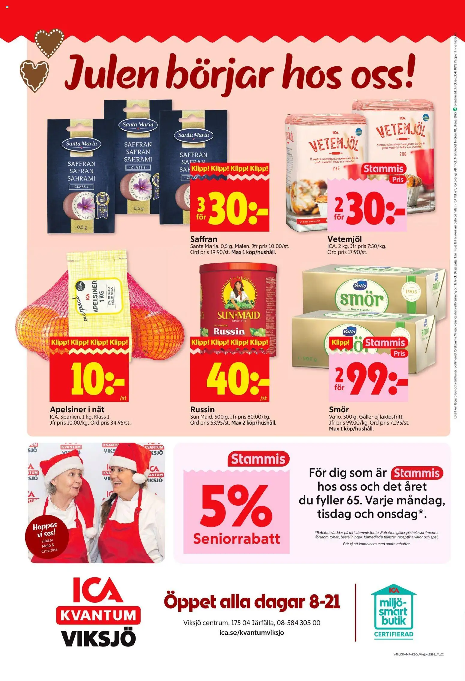 ICA Kvantum reklamblad aktuell från 24.11.2025 | Sida: 10 | Produkter: Saffran, Smör, Apelsiner, Papper